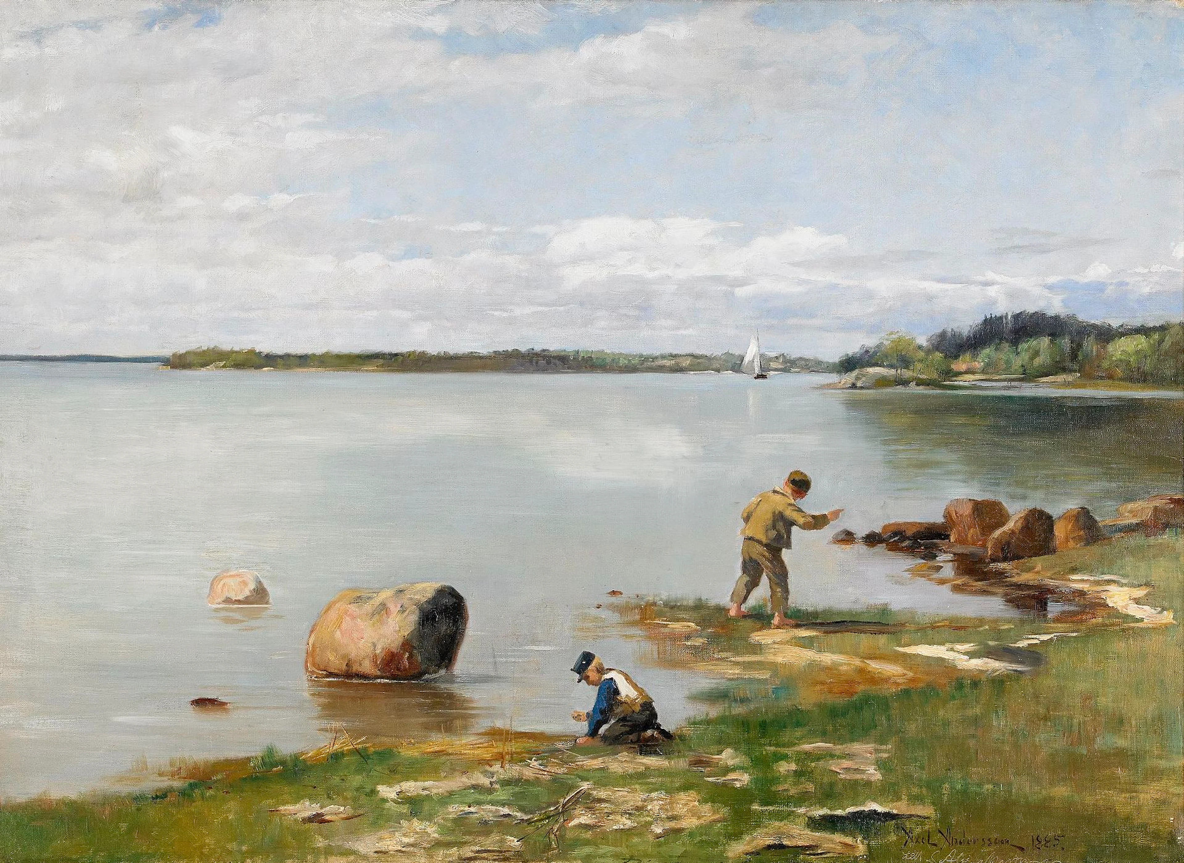 J.A.G. Acke, Kustlandskap med lekande barn