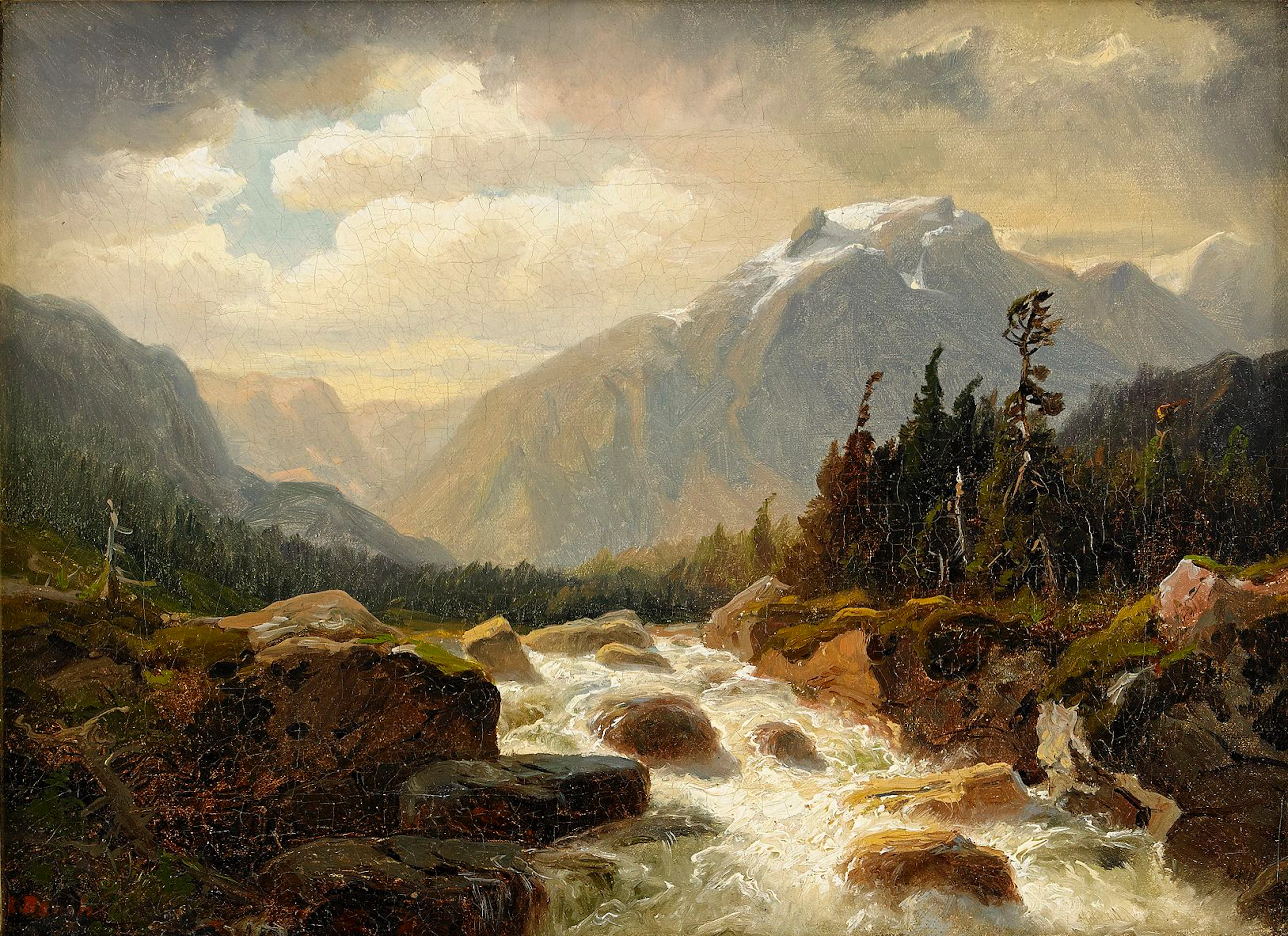 Edvard Bergh, Alplandskap med vattenfall