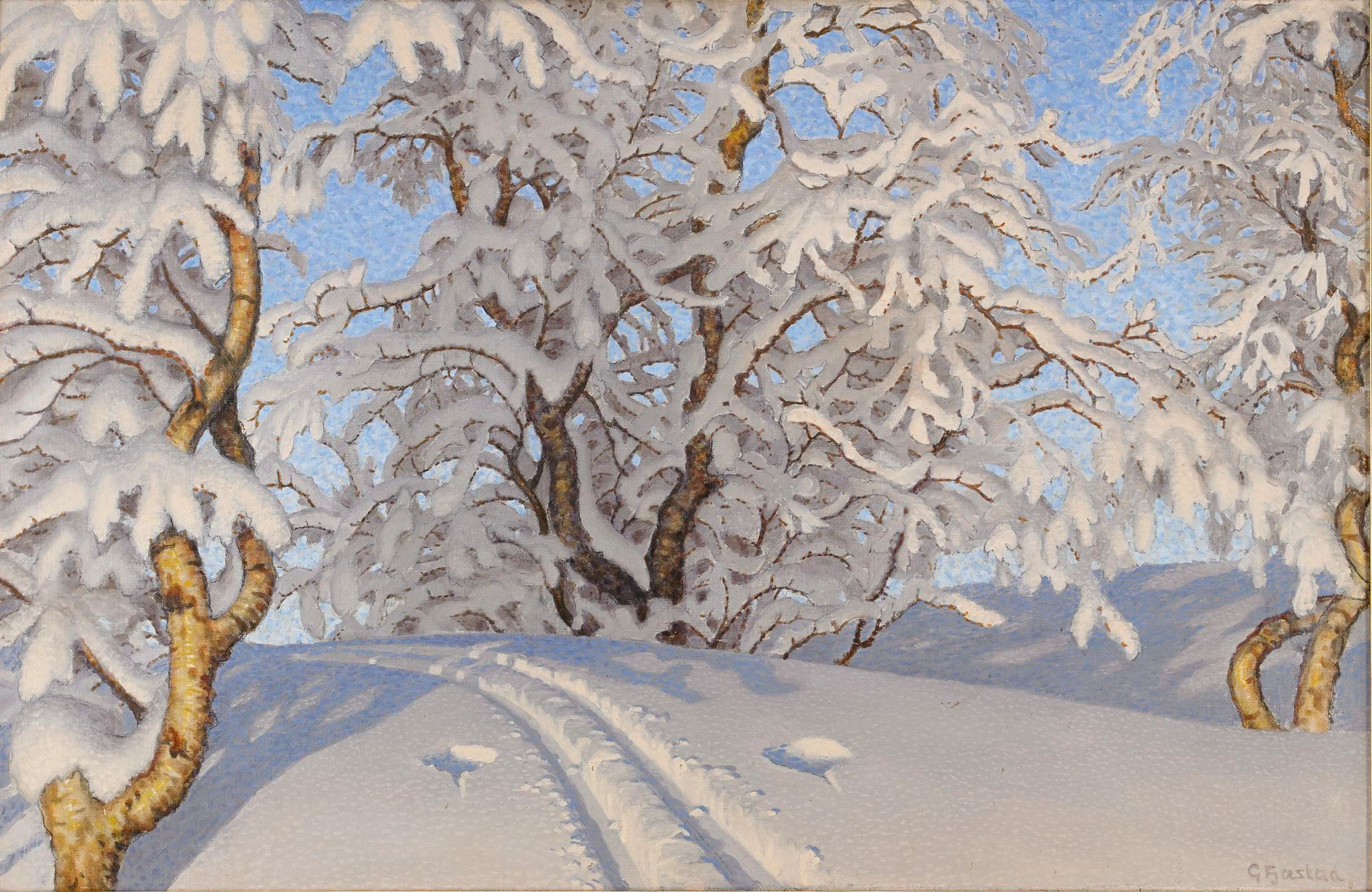 Gustaf Fjaestad, Hängbjörk i sol och snö