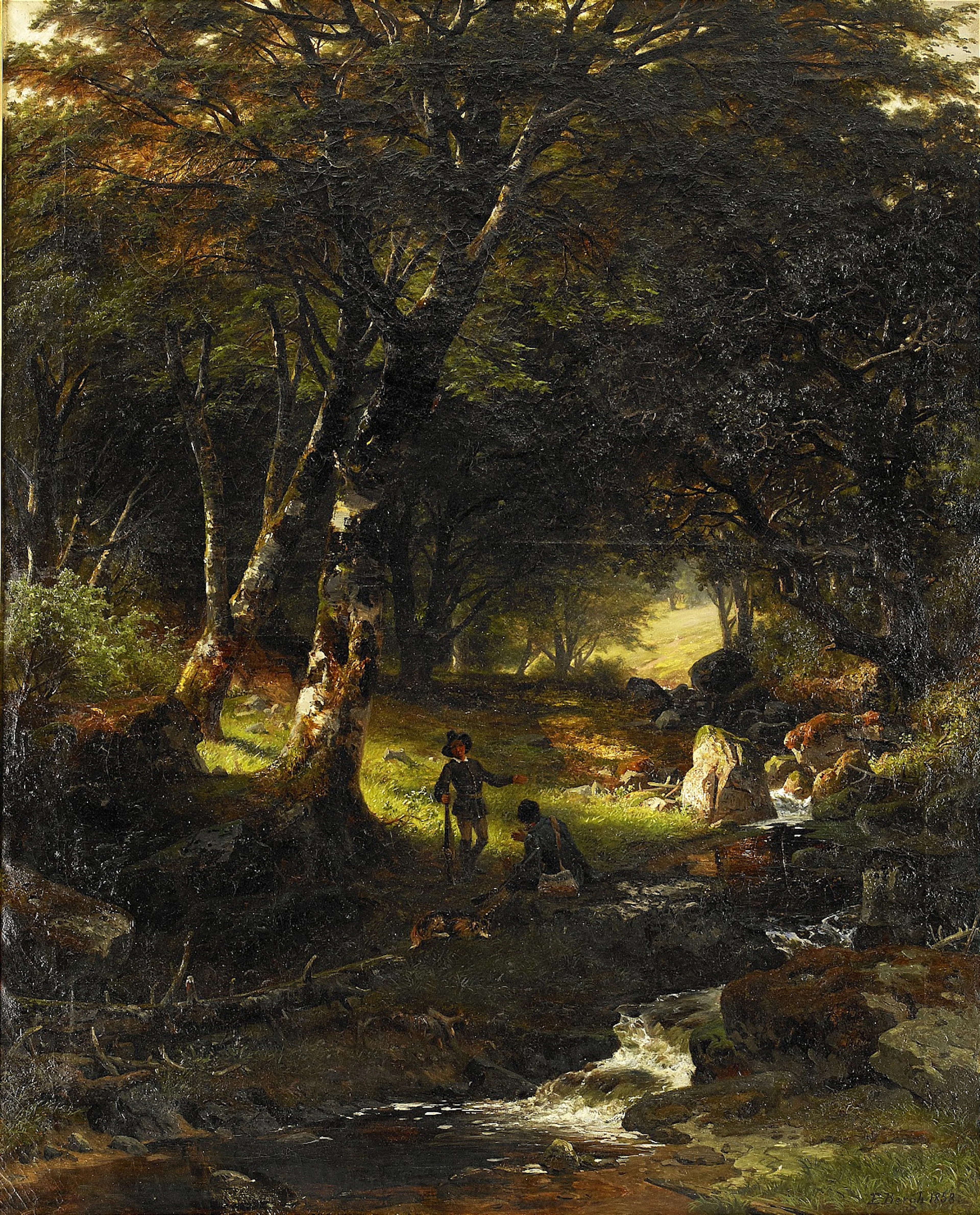 Edvard Bergh, Jaktsällskap i skogsglänta