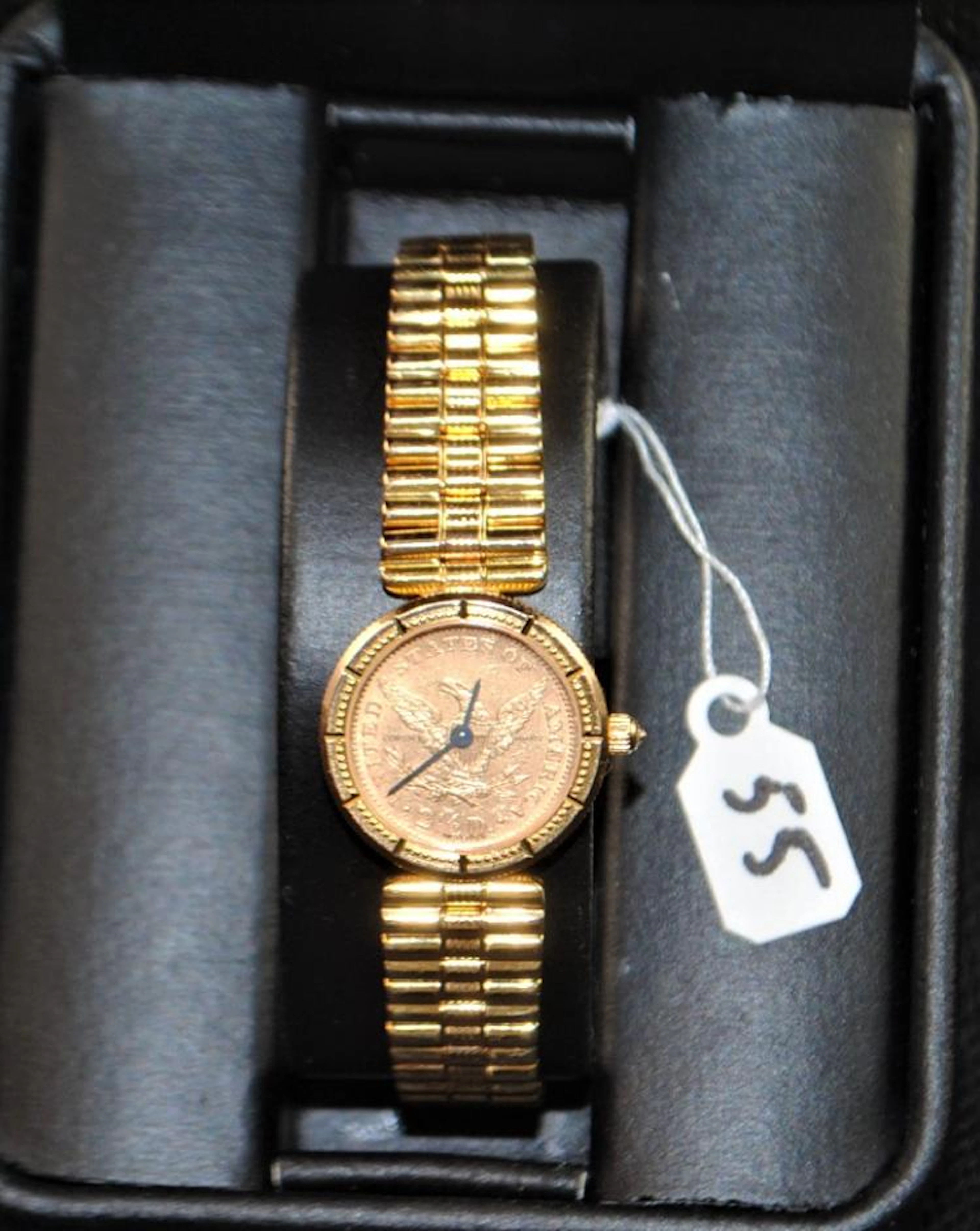 LADIES 18K YELLOW GOLD "CORUM" LIBERTY COIN WATCH