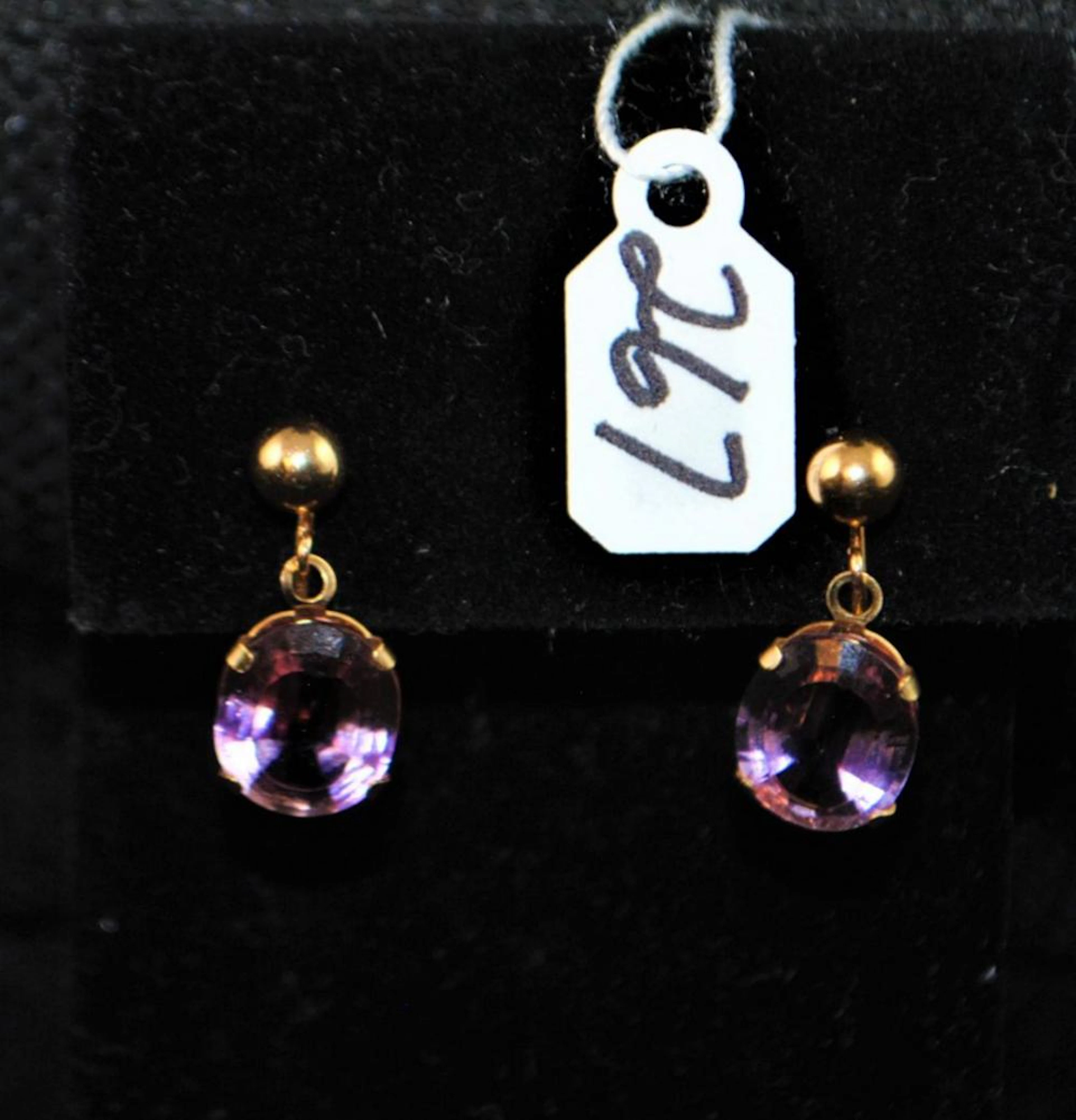 LADIES 5CTTW AMETRINE 14K YELLOW GOLD EARRINGS