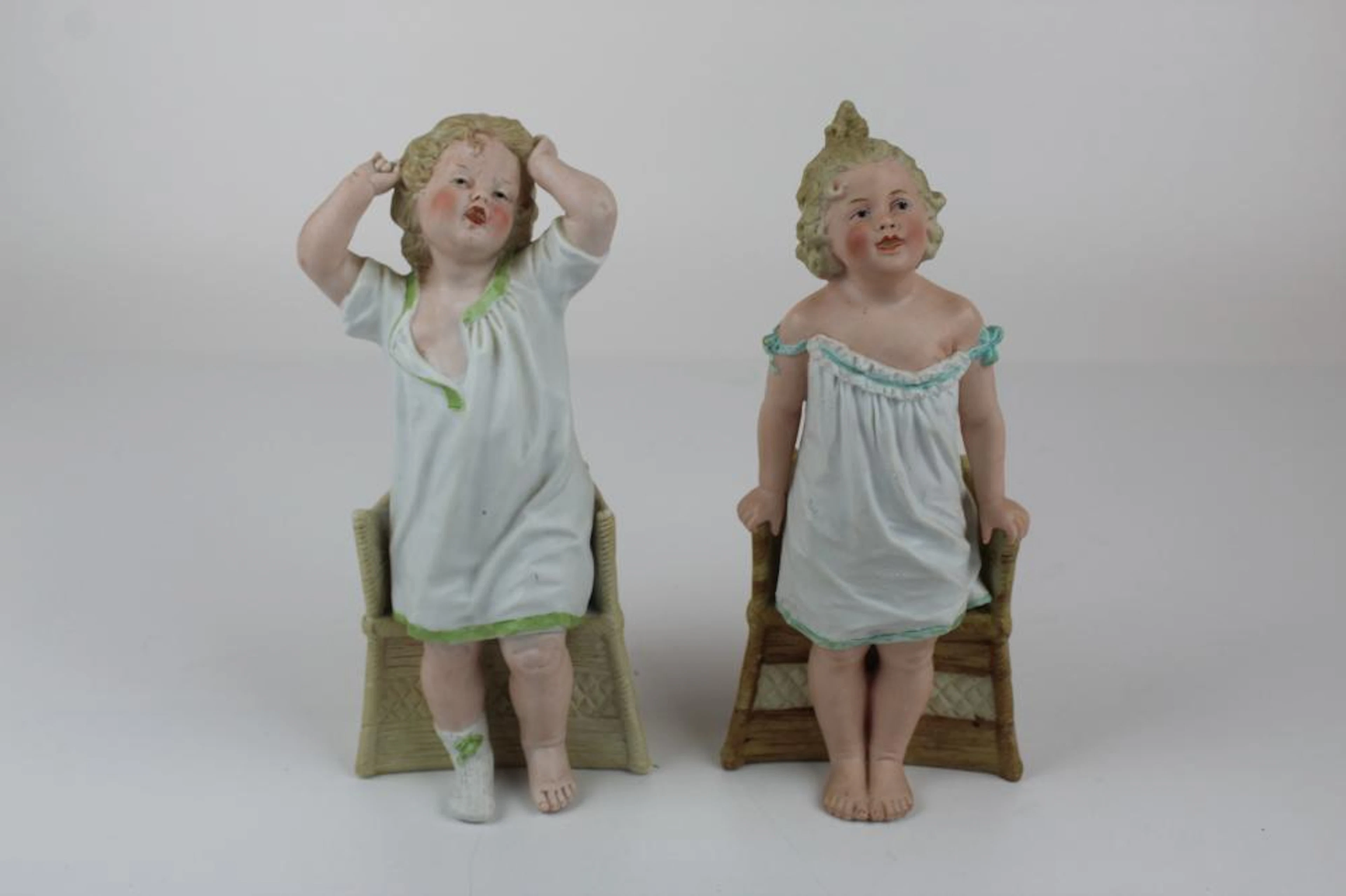 (2) Bisque Piano Babies (standing with chairs)