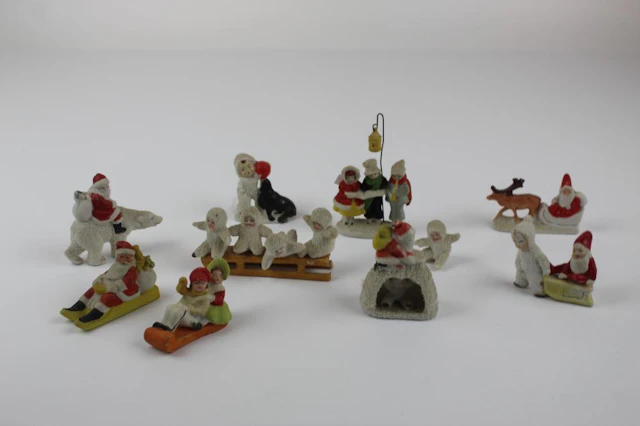 Lot of Vintage BIsque Snow Babies & Santas