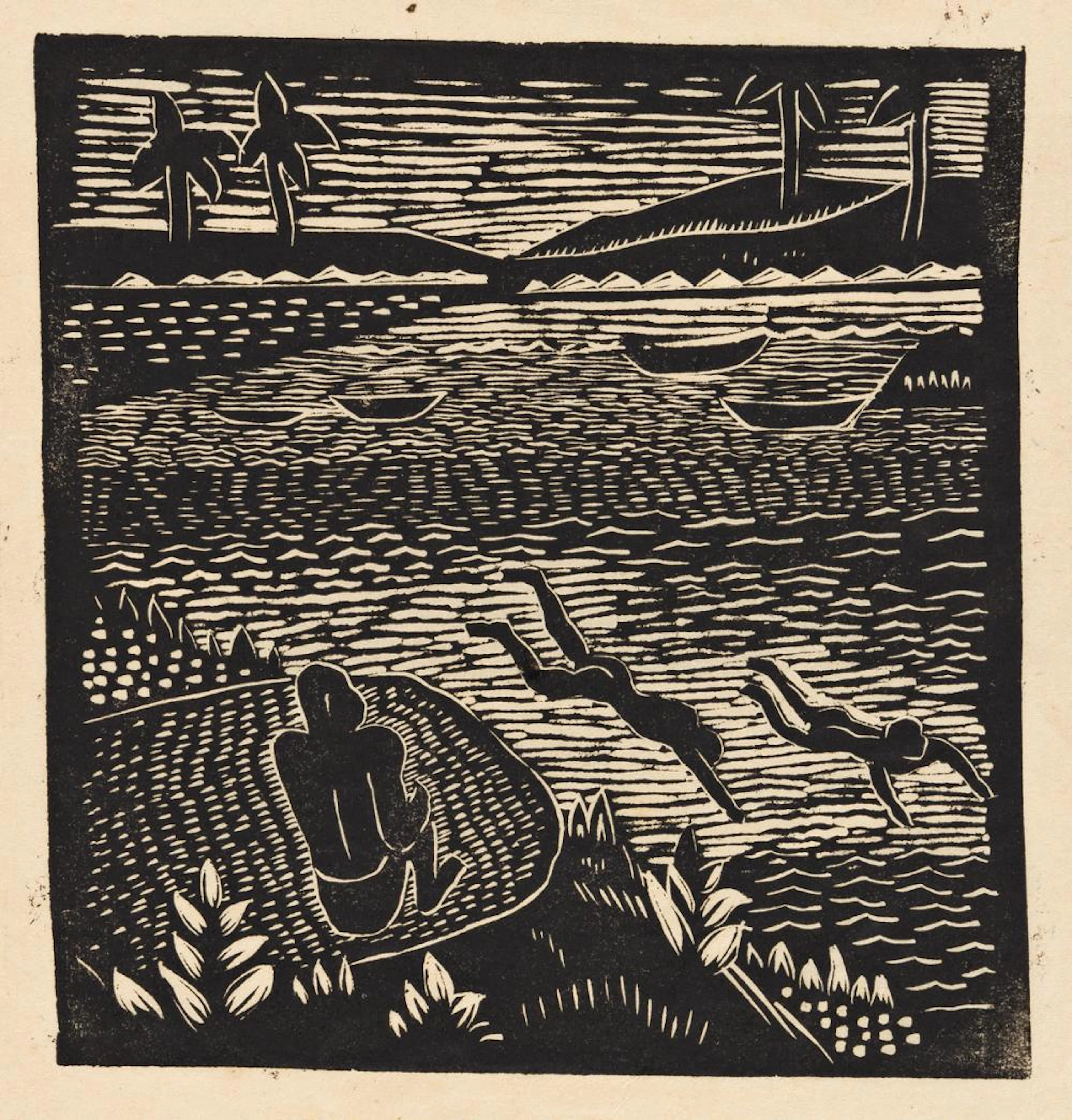 JAMES LESESNE WELLS (1902 - 1992) Group of 5 linoleum cuts.