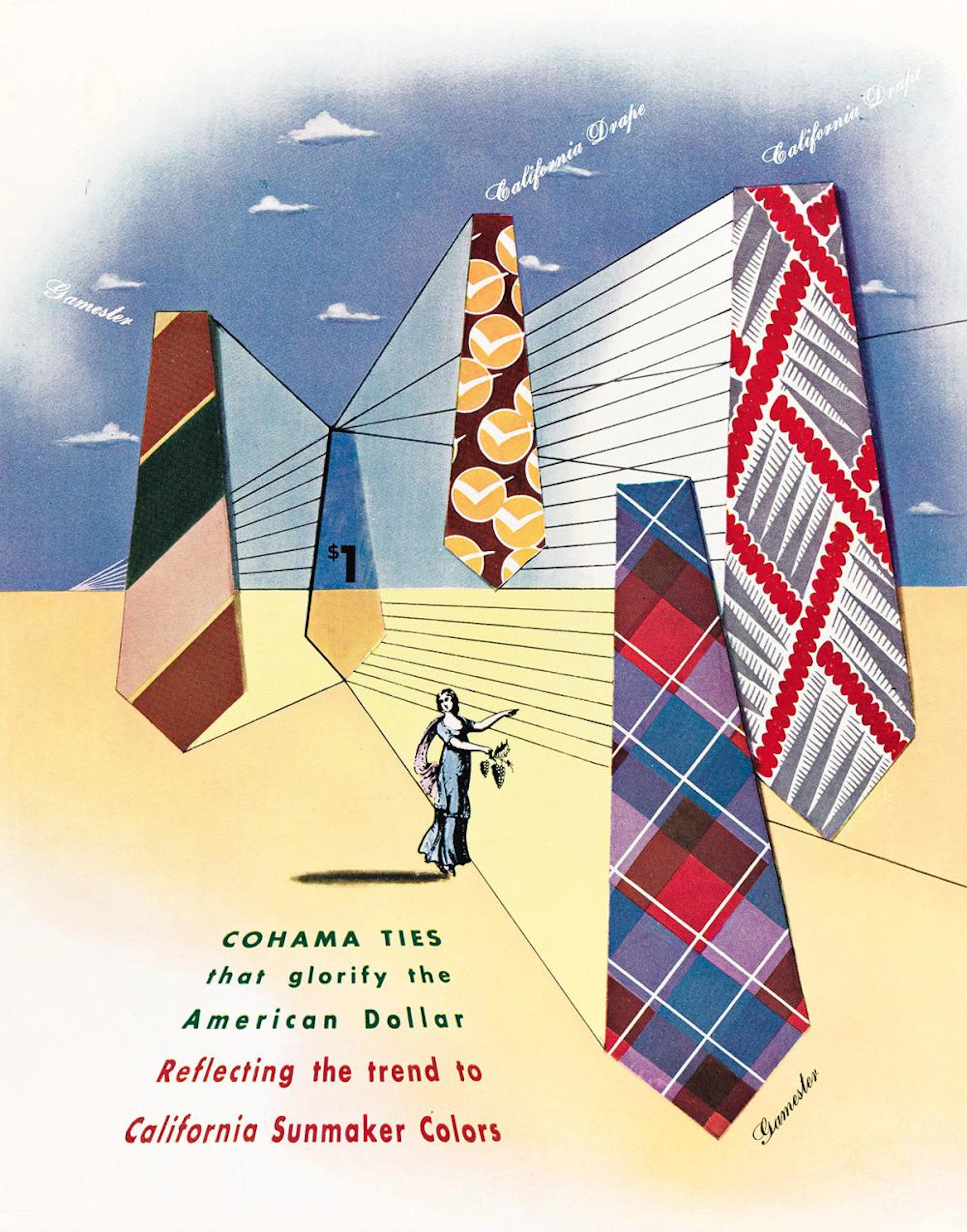 HERBERT BAYER (1900-1985). COHAMA TIES. Circa 1940s. 12½x9¾ inches, 32x24¾ cm.