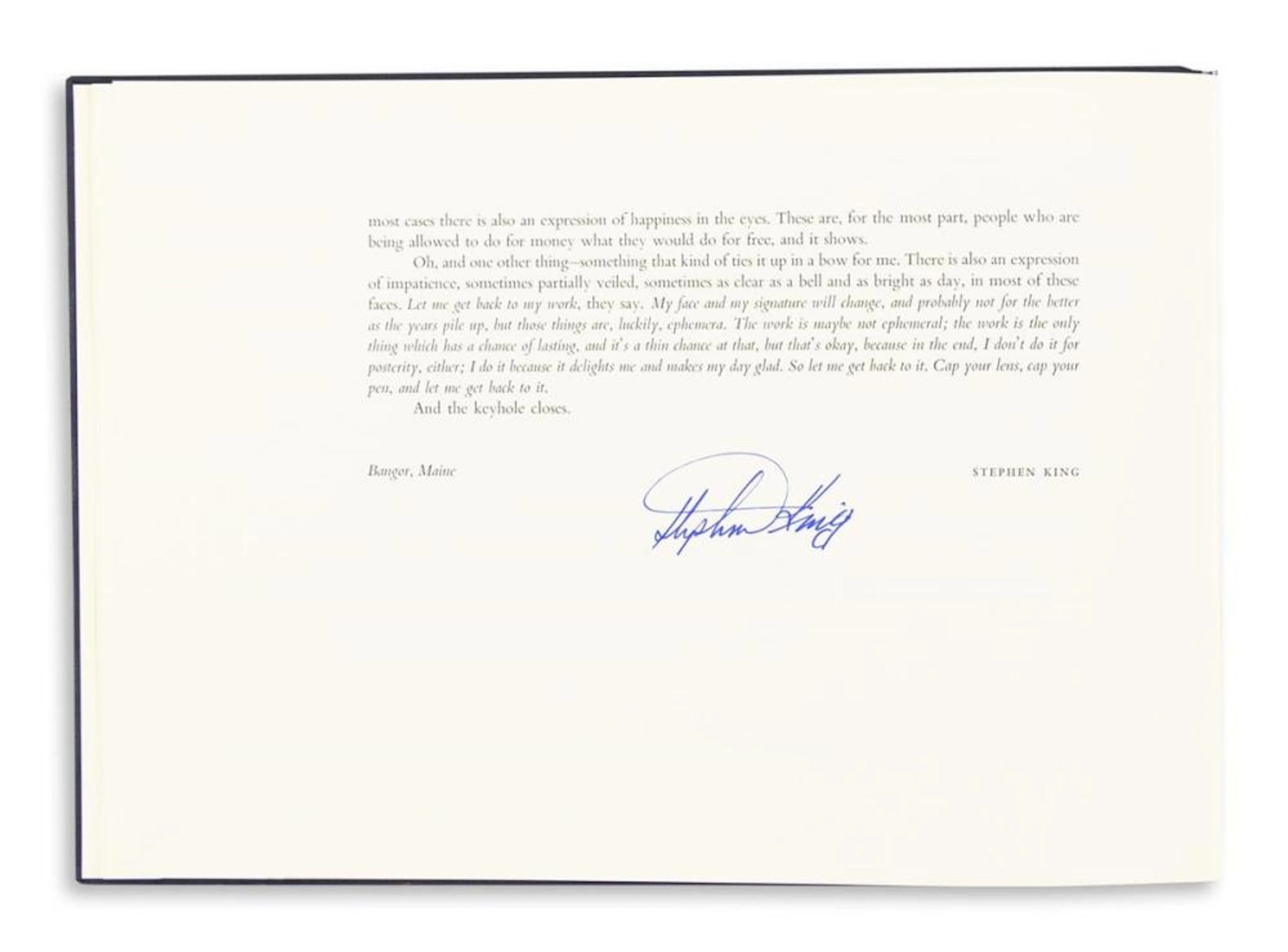 (WRITERS.) Stephen King. Lord John Signatures.