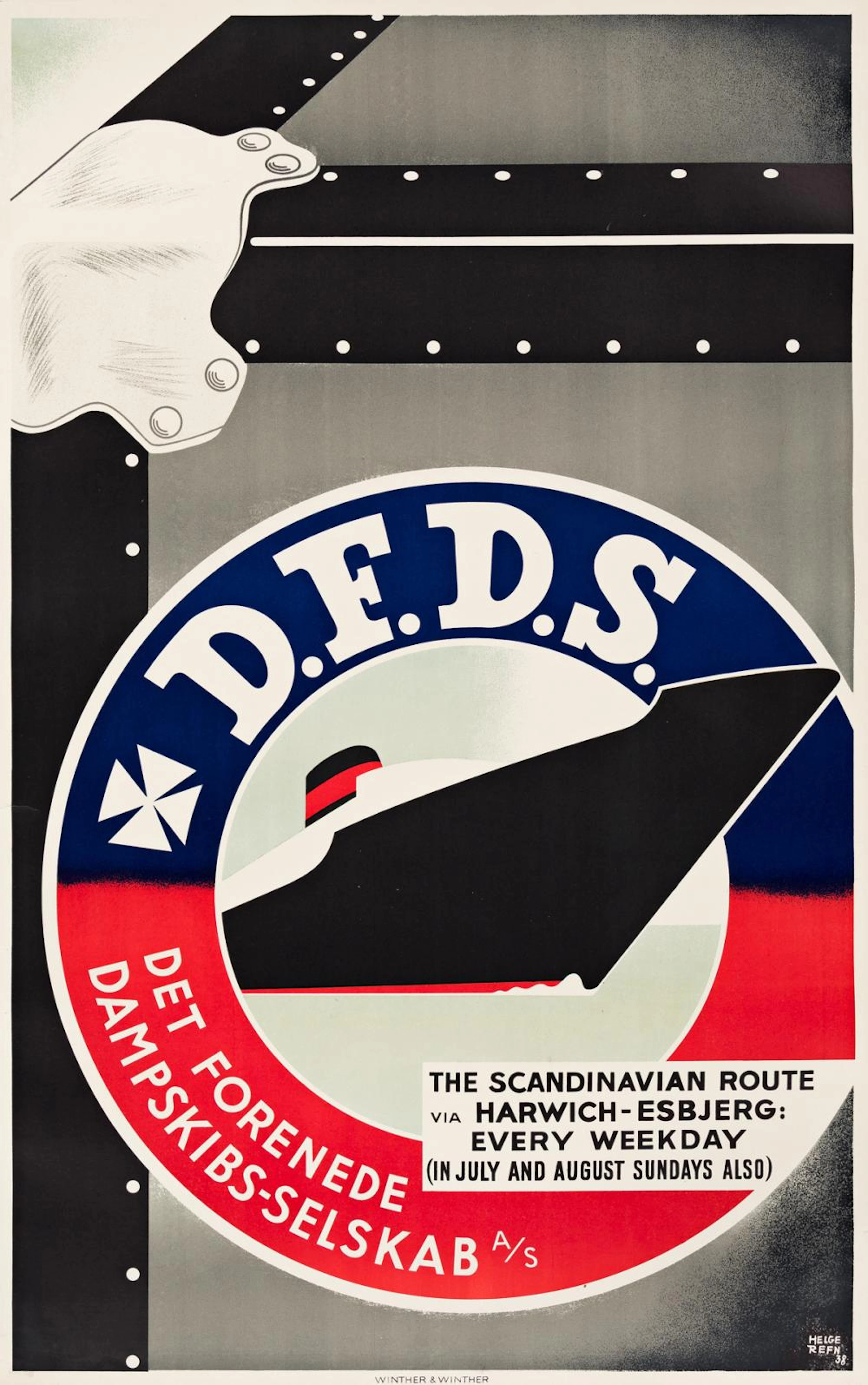 Helge Refn (1908-1985). D.F.D.S. / THE SCANDINAVIAN ROUTE. 1938.