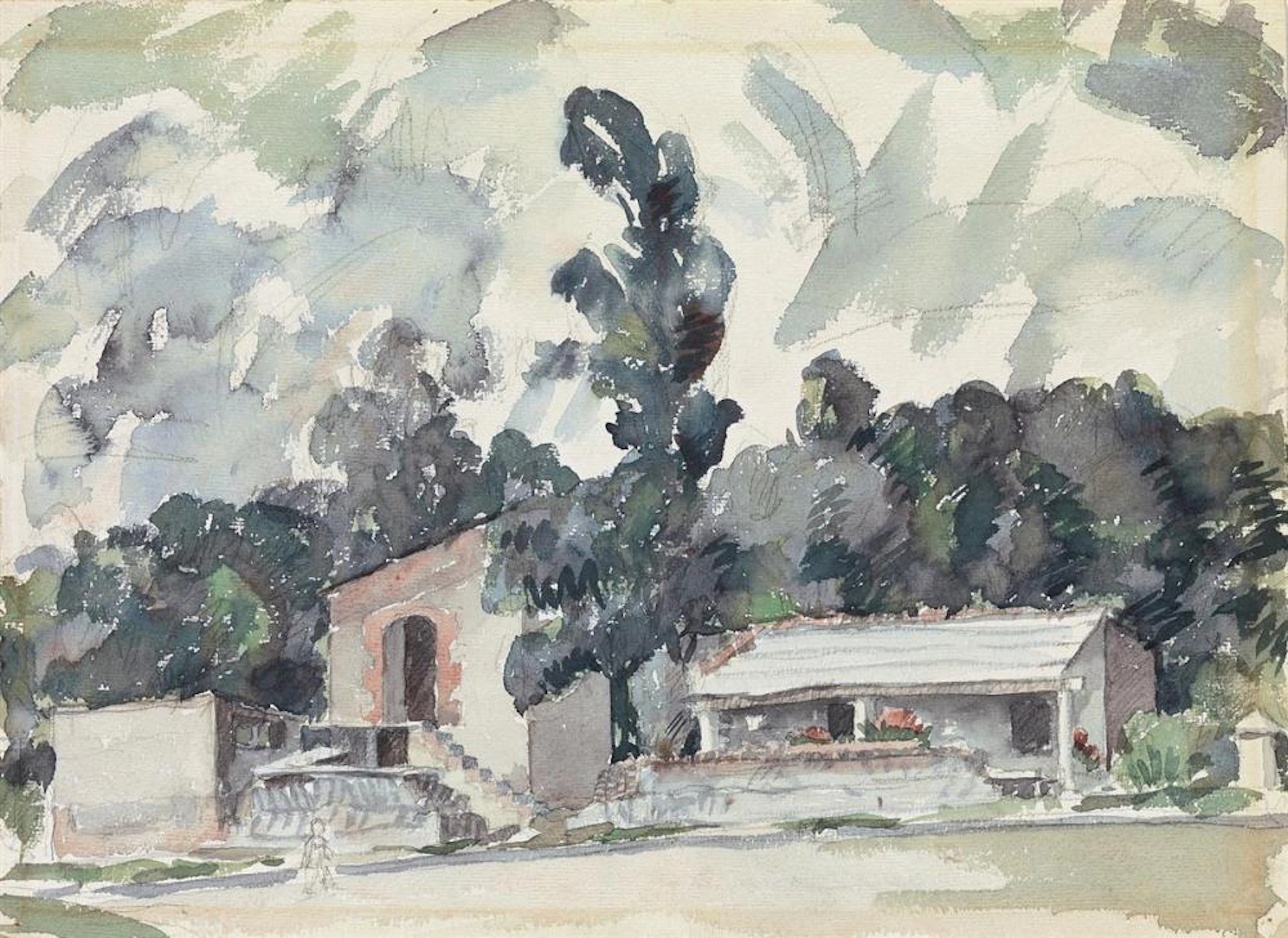 AARON DOUGLAS (1898 - 1979) Adobe Houses.