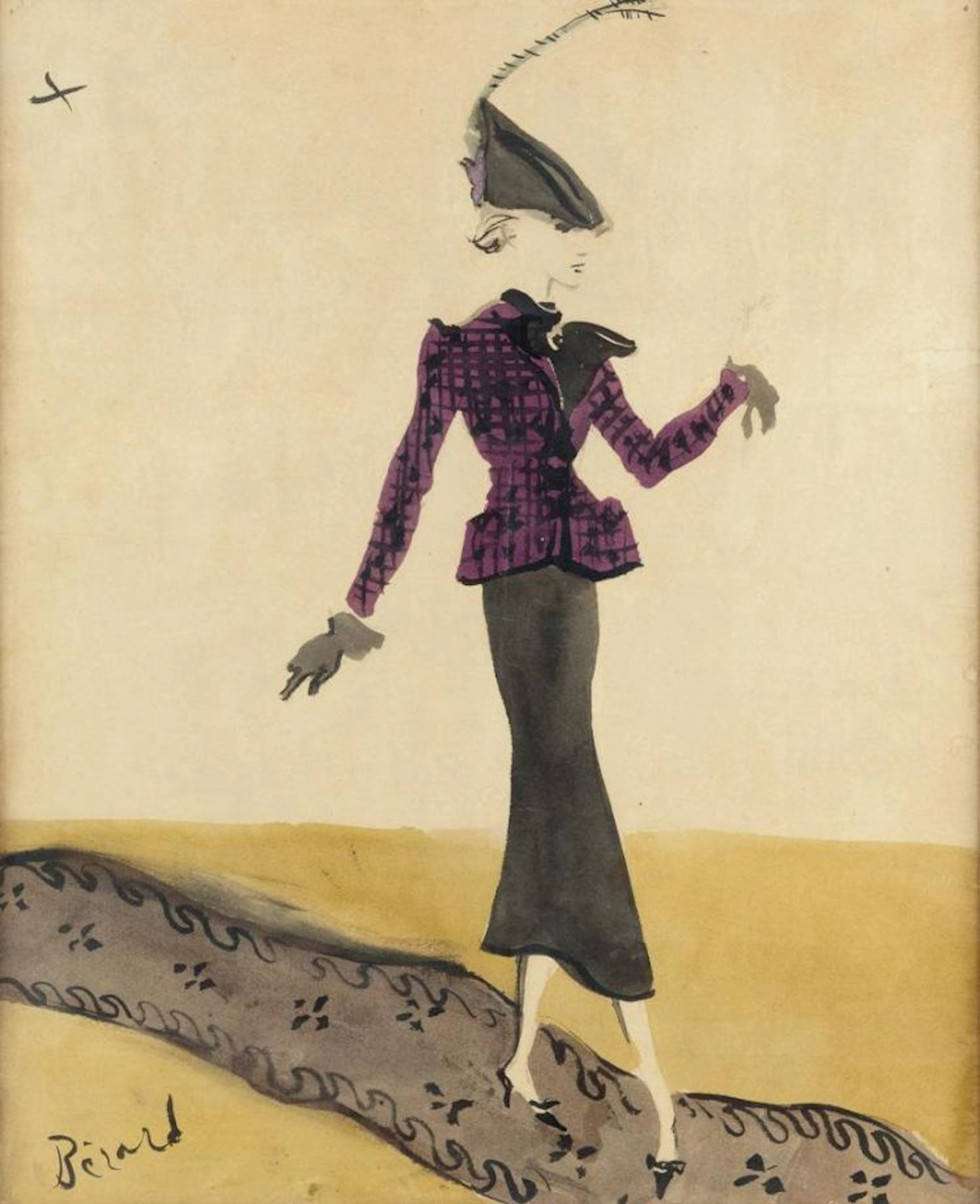 (FASHION.) CHRISTIAN BÉRARD. "Elégante à la veste violette."