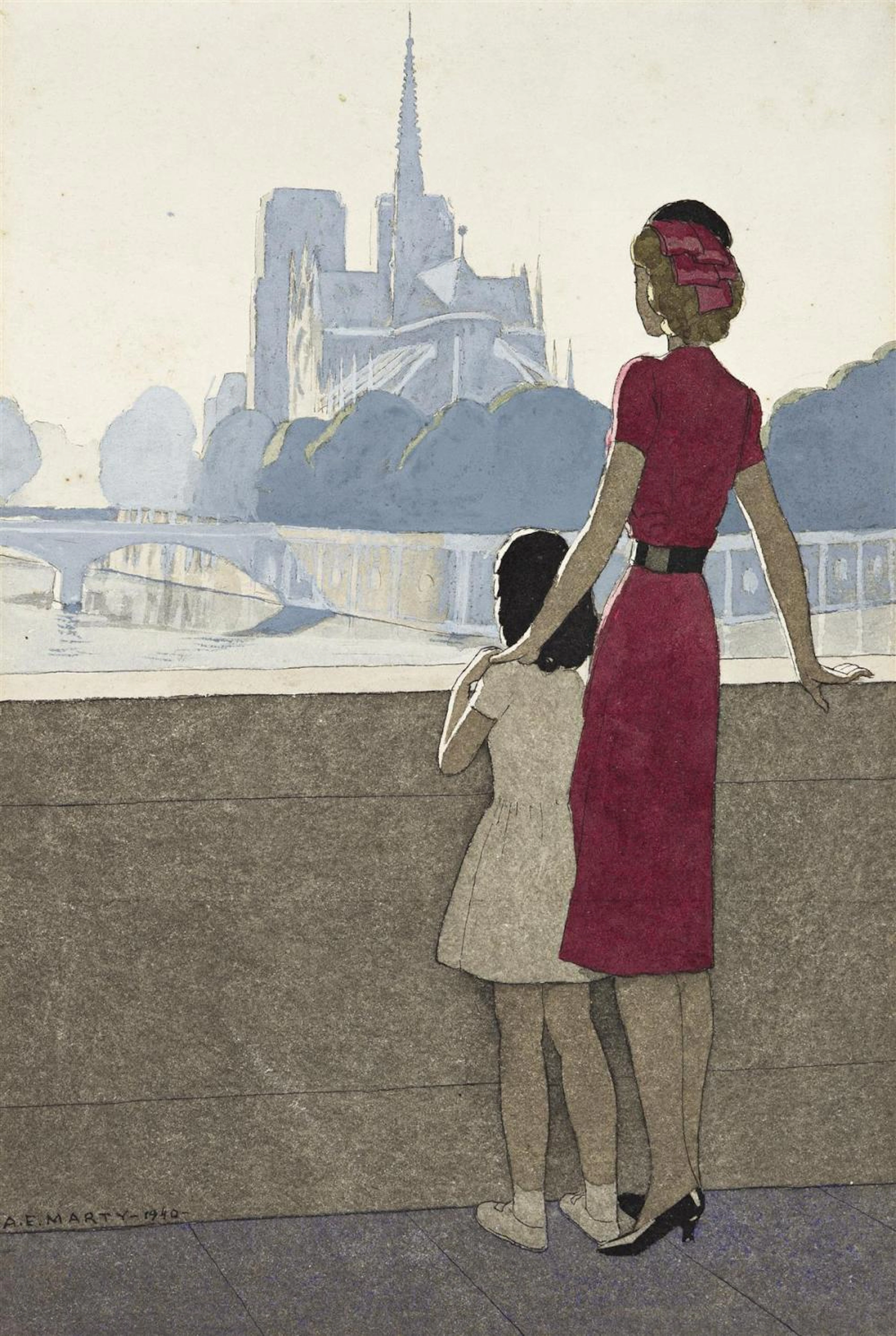 ANDRÉ EDOUARD MARTY (1882-1974) "Notre-Dame vue du Pont...