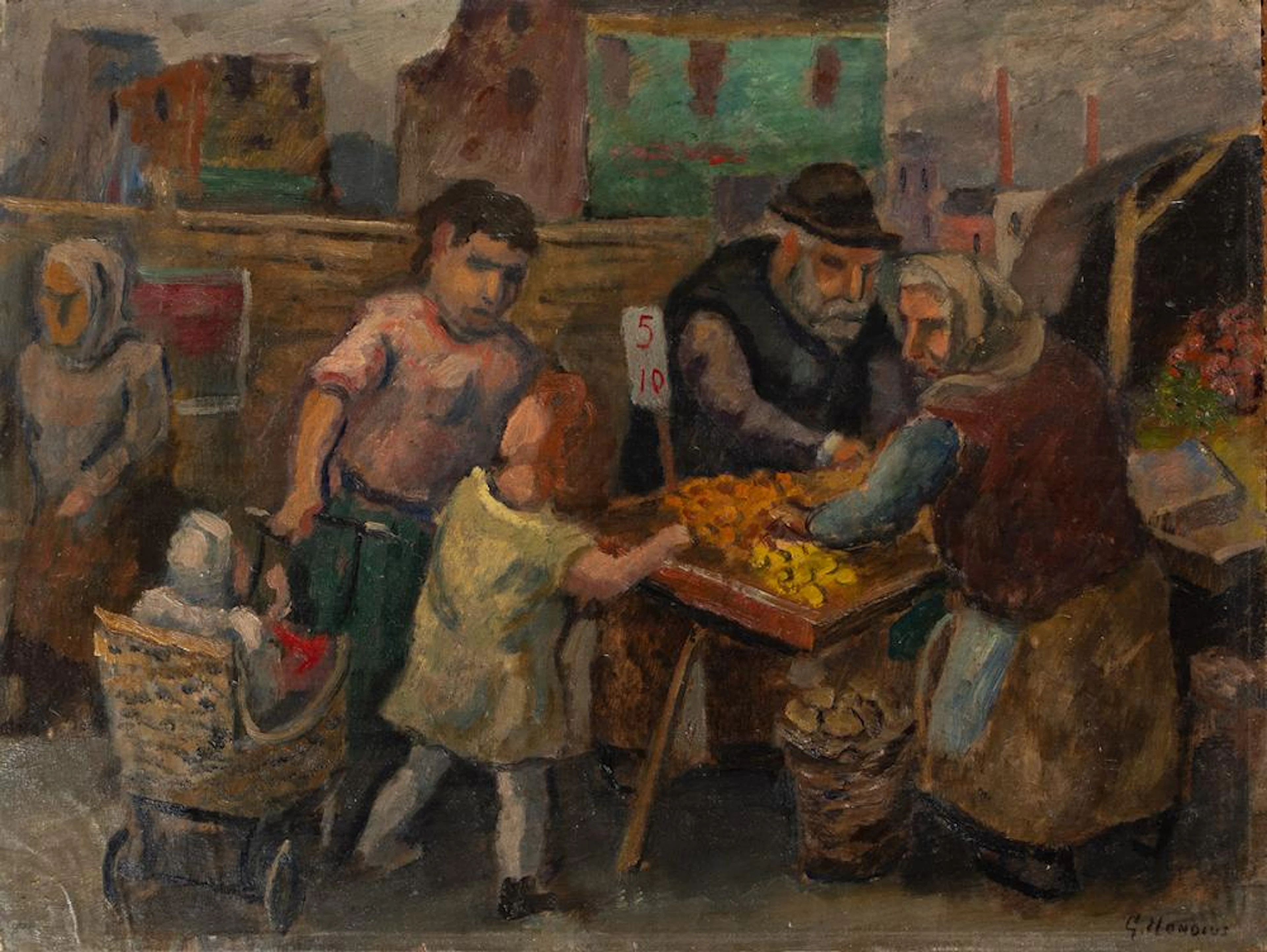 GERRIT HONDIUS Lower East Side Market Scene, New York.