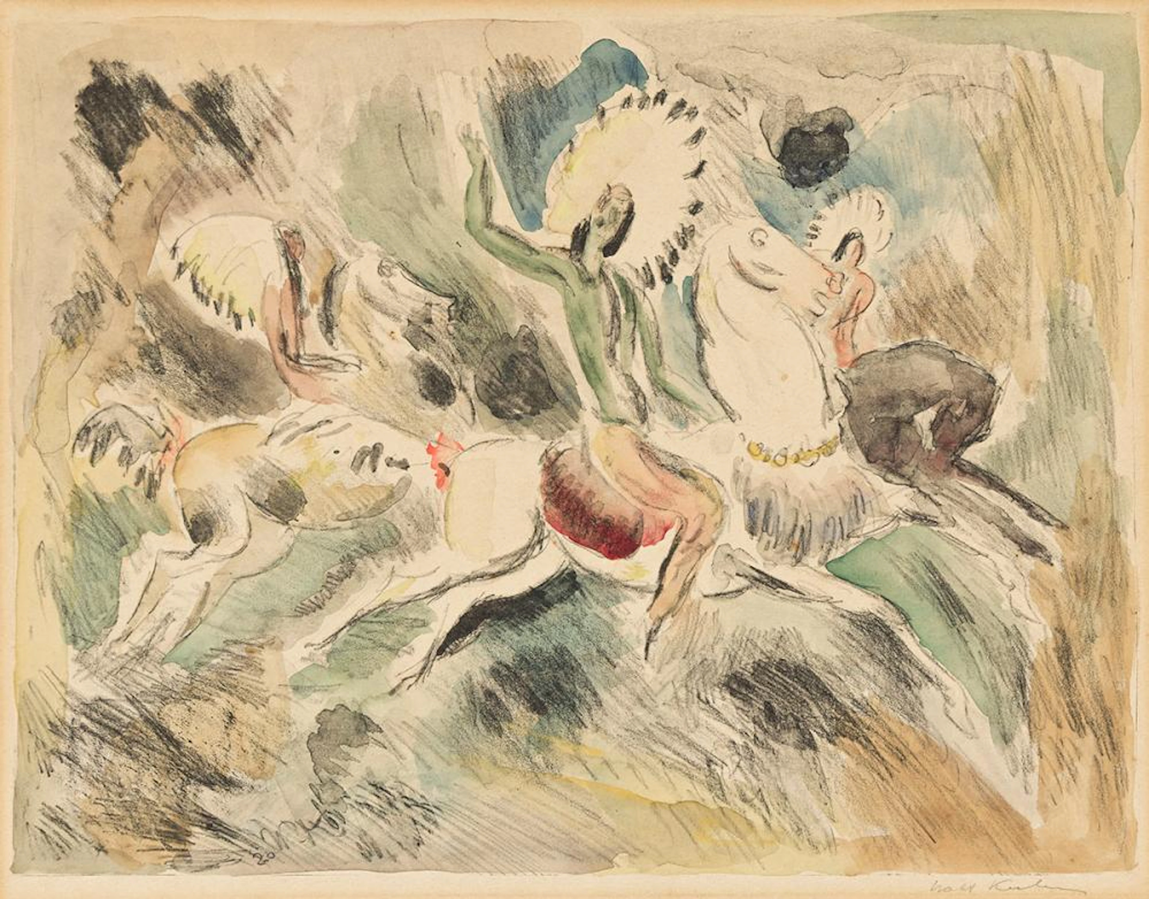WALT KUHN American Indians Racing on Horseback.