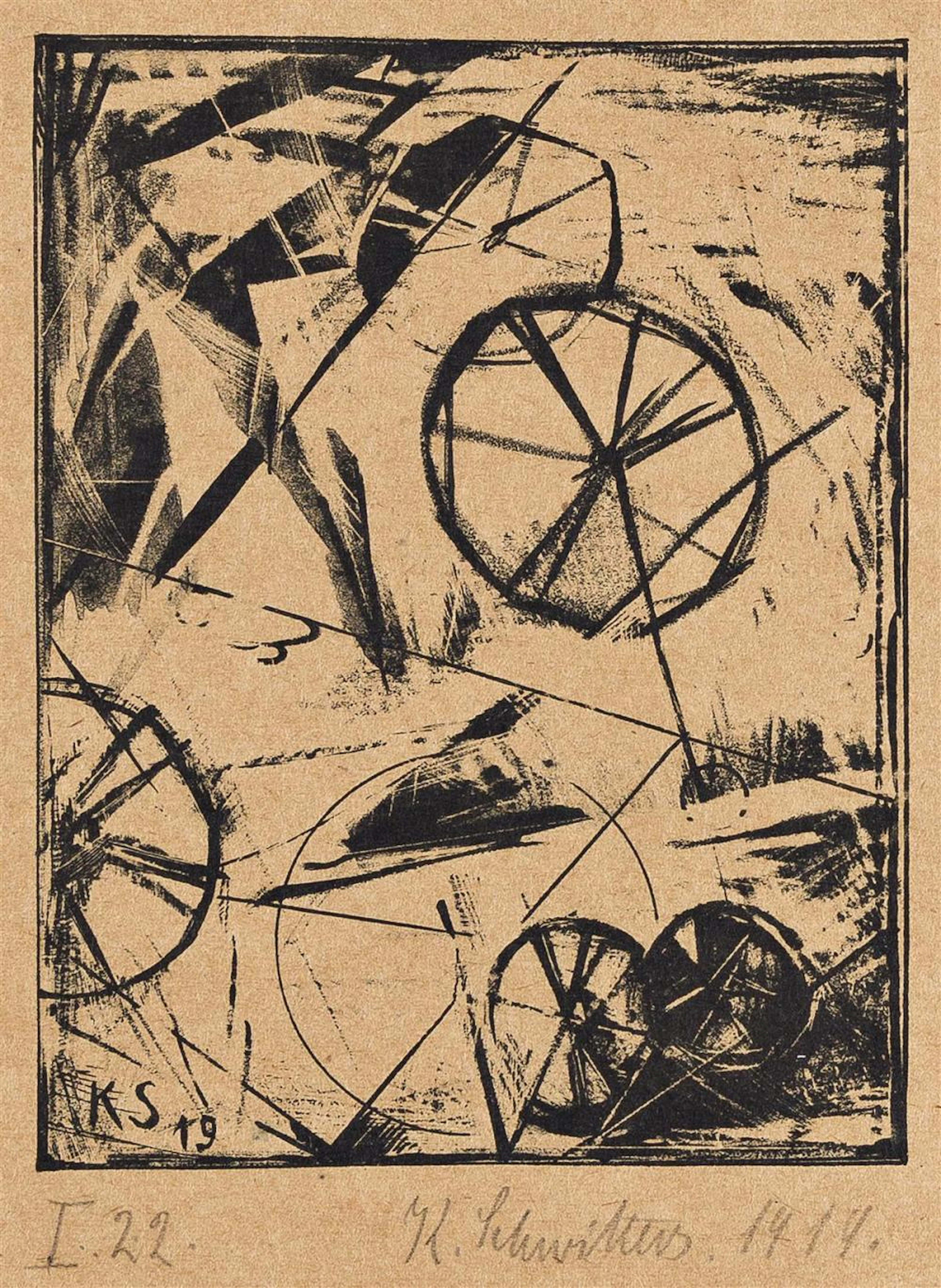 KURT SCHWITTERS Auswuchten von Rädern.