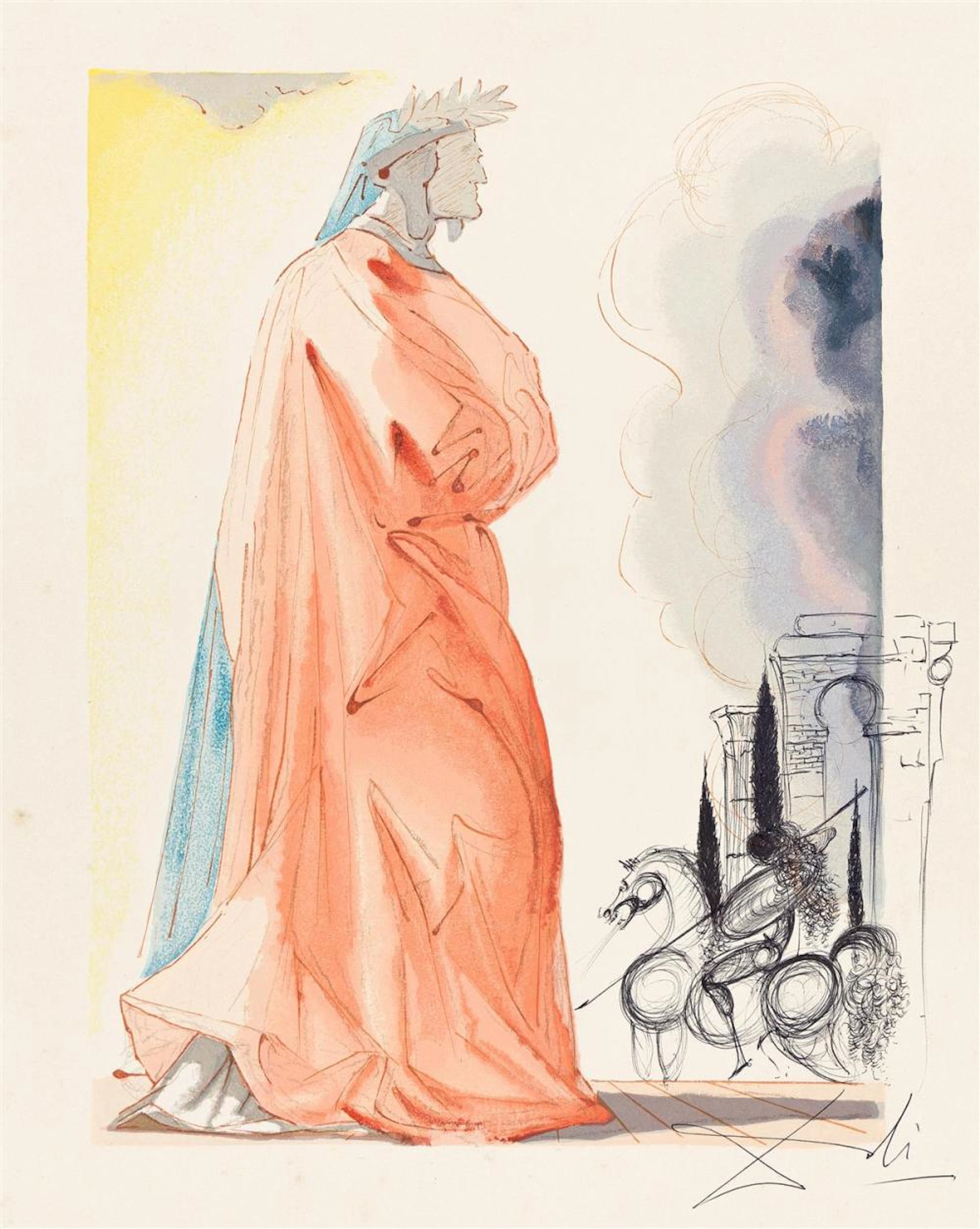 SALVADOR DALÍ Three color wood engravings with added...