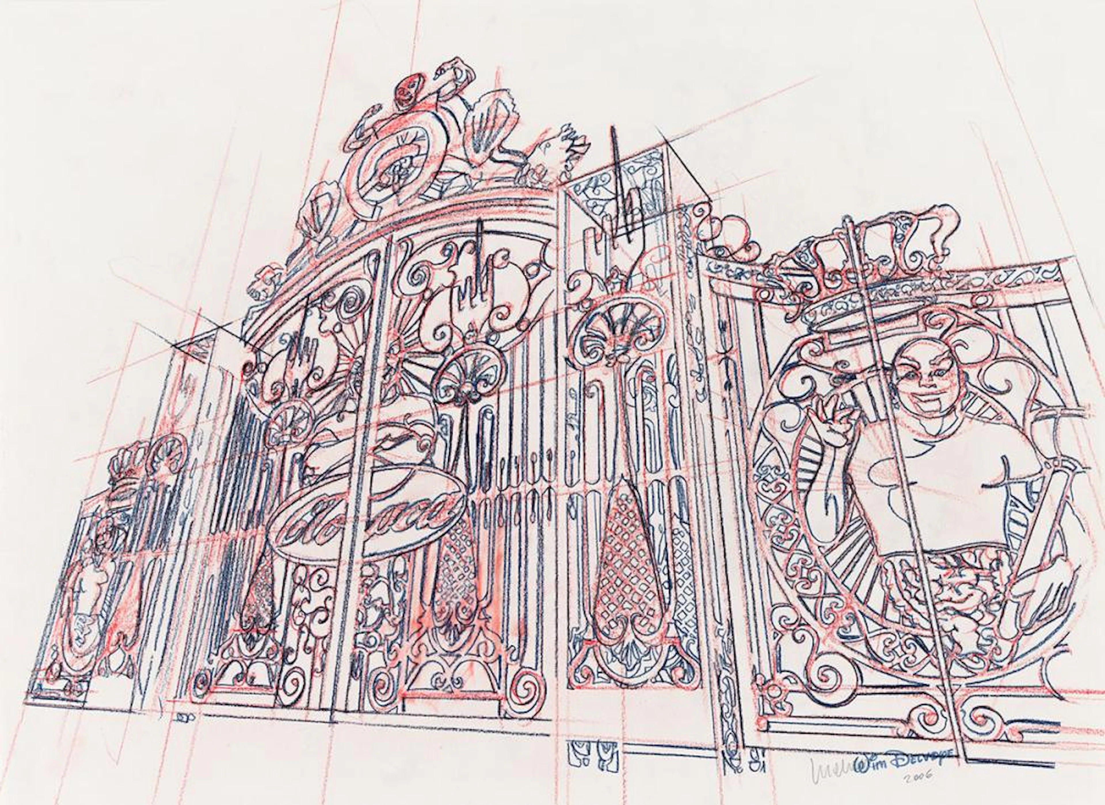 WIM DELVOYE Untitled (Preparatory Drawing for Cloaca Gate).