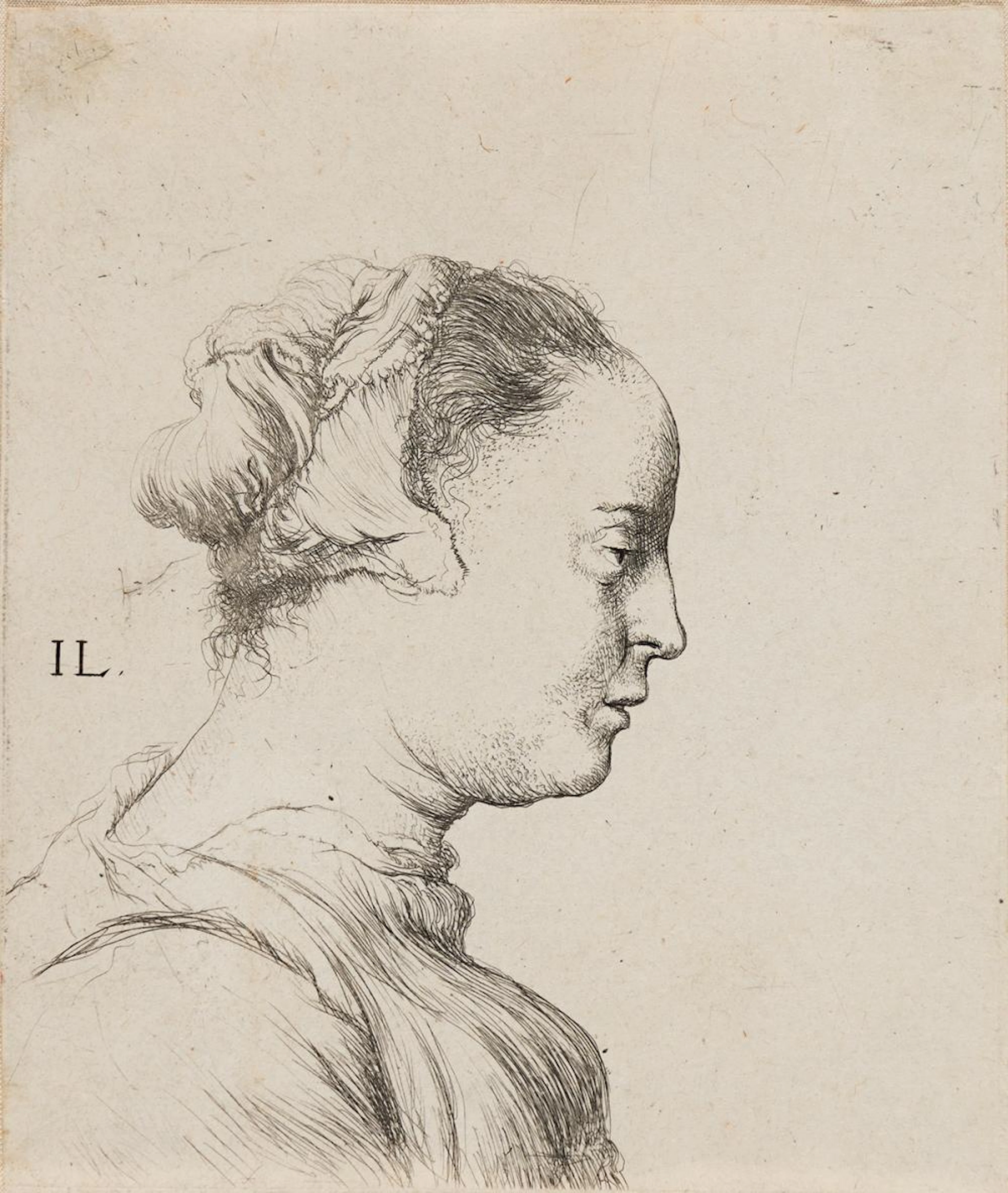 JAN LIEVENS Bust of a Young Woman in Profile to the Right.