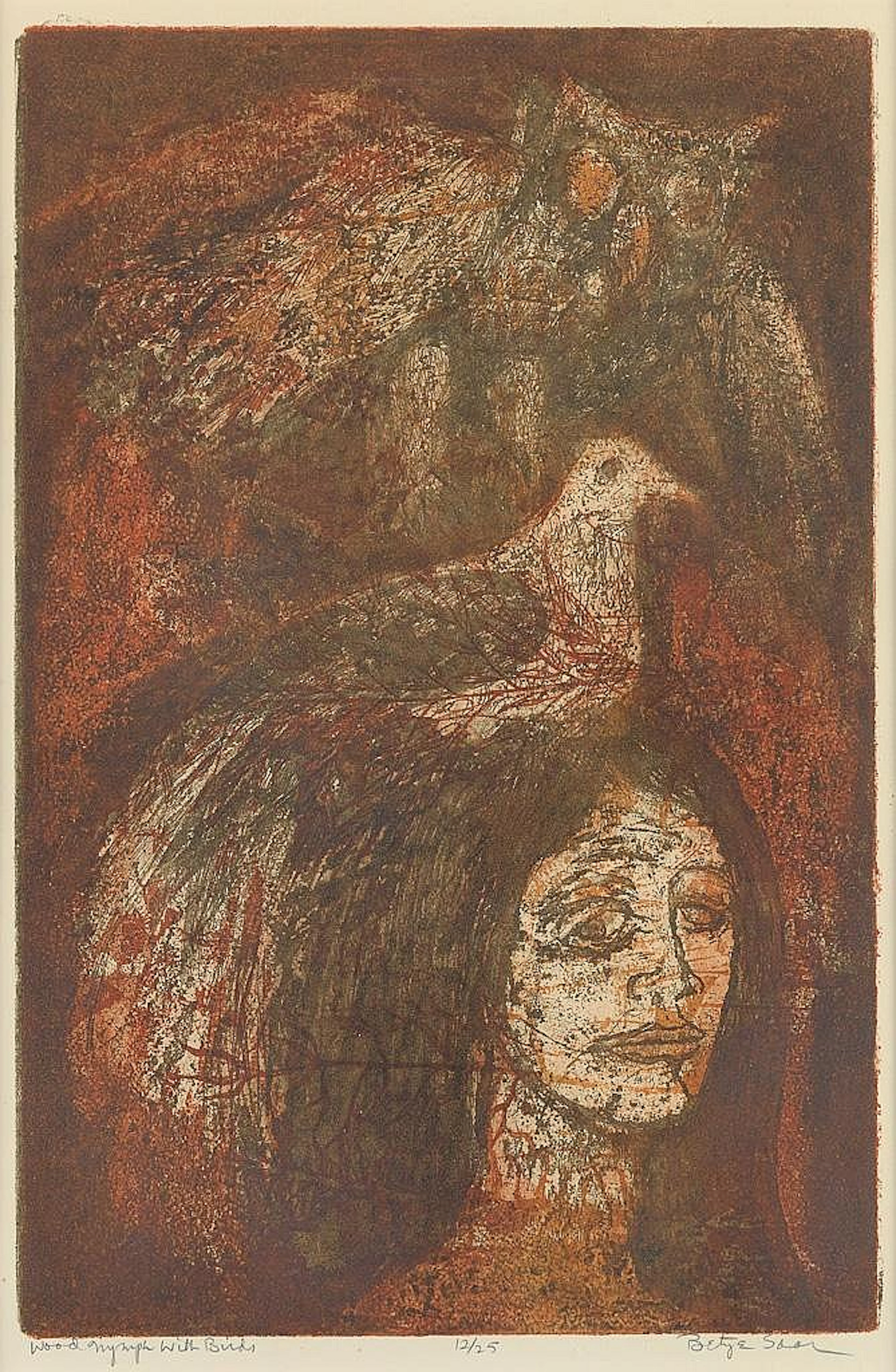 BETYE SAAR (1926 - ) Wood Nymph with Birds.