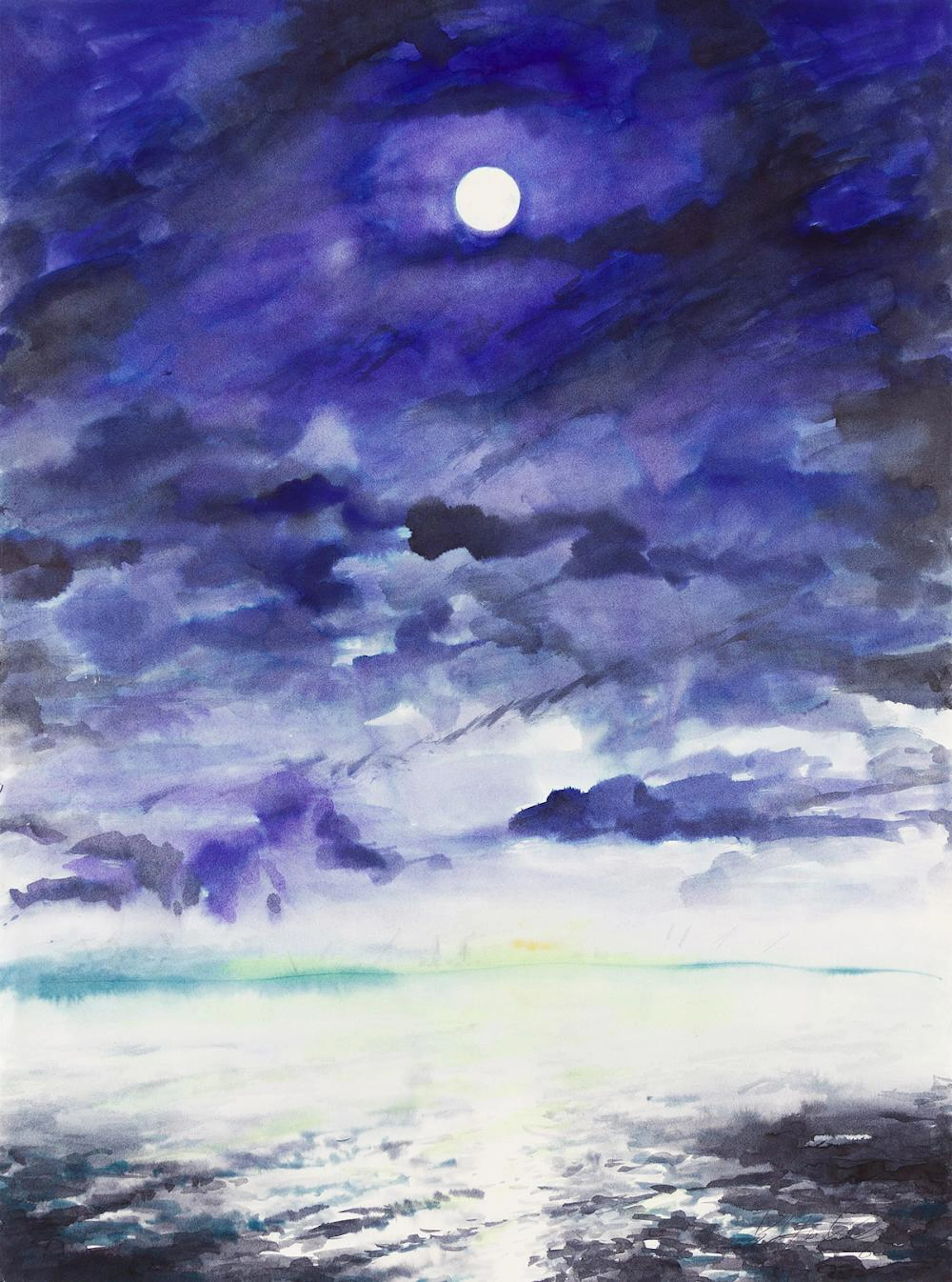 BARKLEY HENDRICKS (1945 - 2017) Full Moon over Electric Boat.
