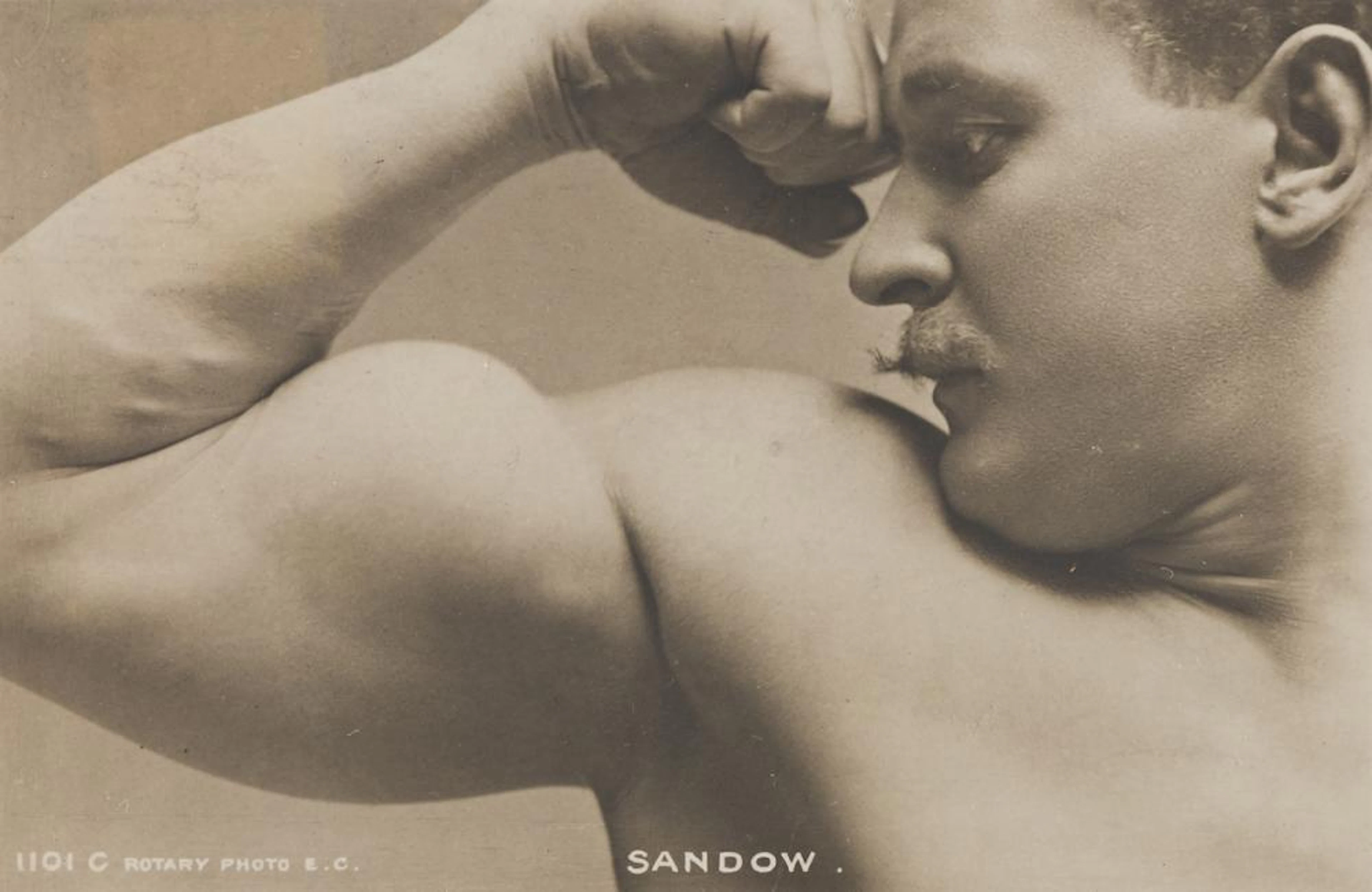 (EUGENE SANDOW) Group of 3 real photo postcards of the...
