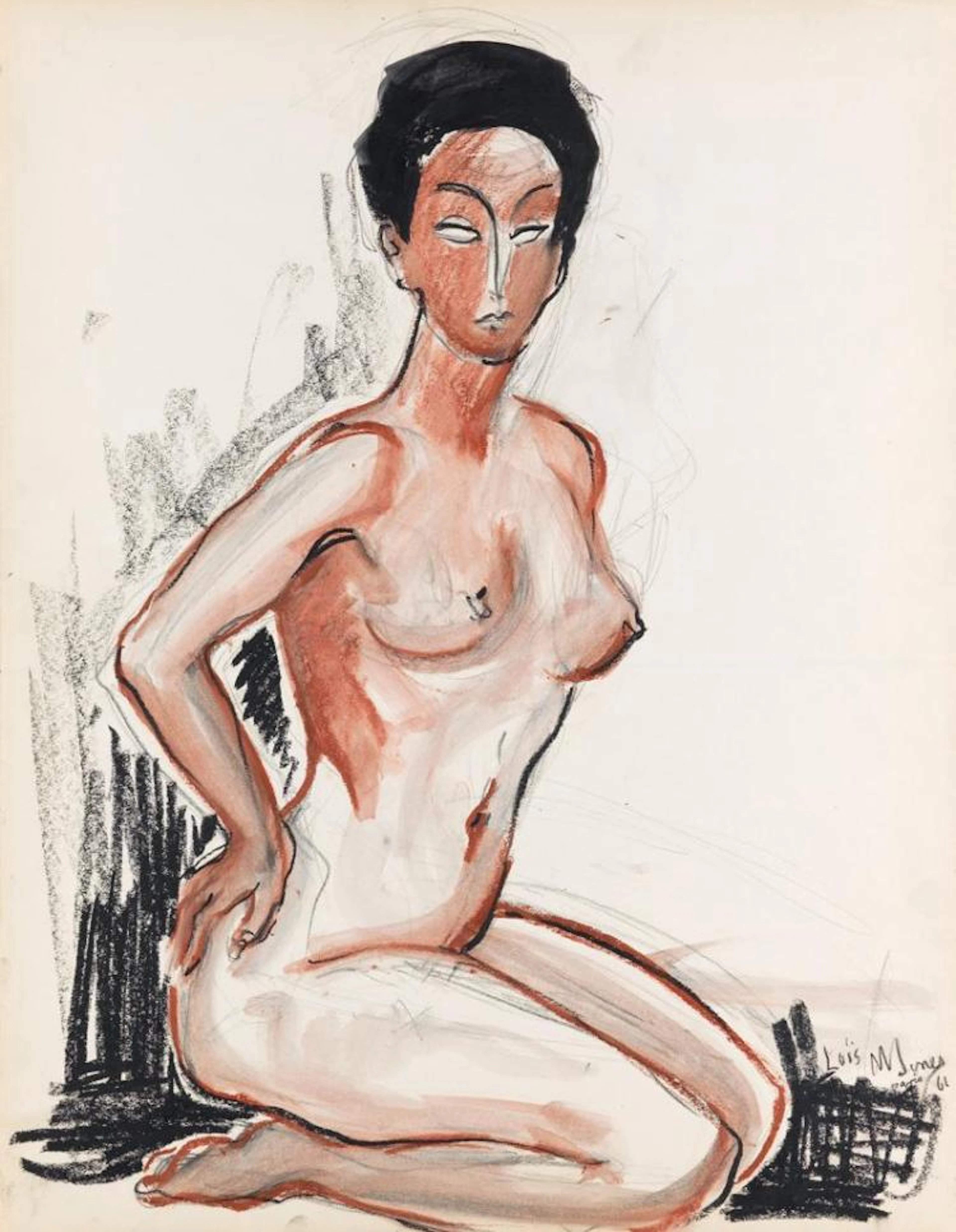 LOÏS MAILOU JONES (1905 - 1998) Untitled (Kneeling Nude).