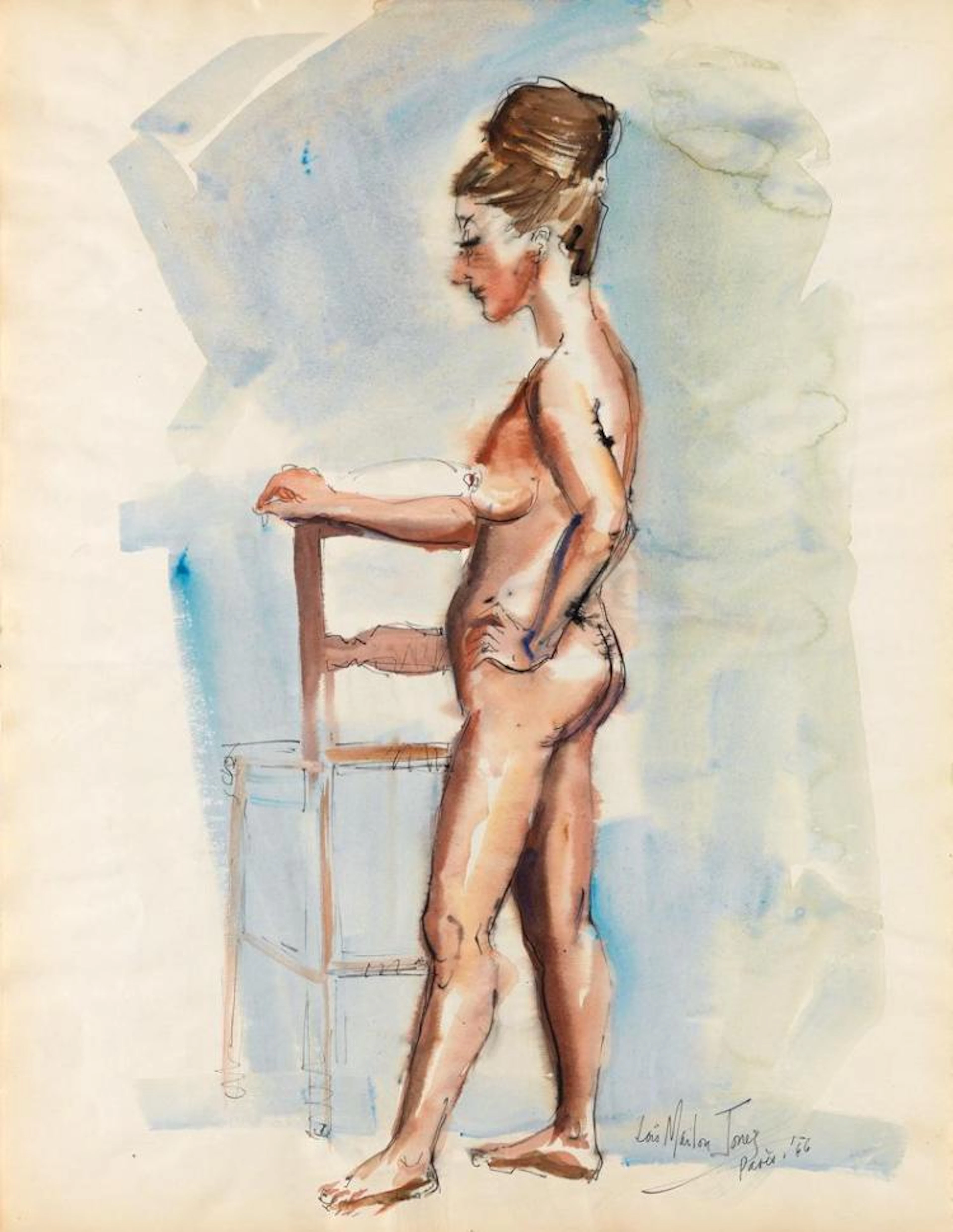LOÏS MAILOU JONES (1905 - 1998) Untitled (Nude with Chair).