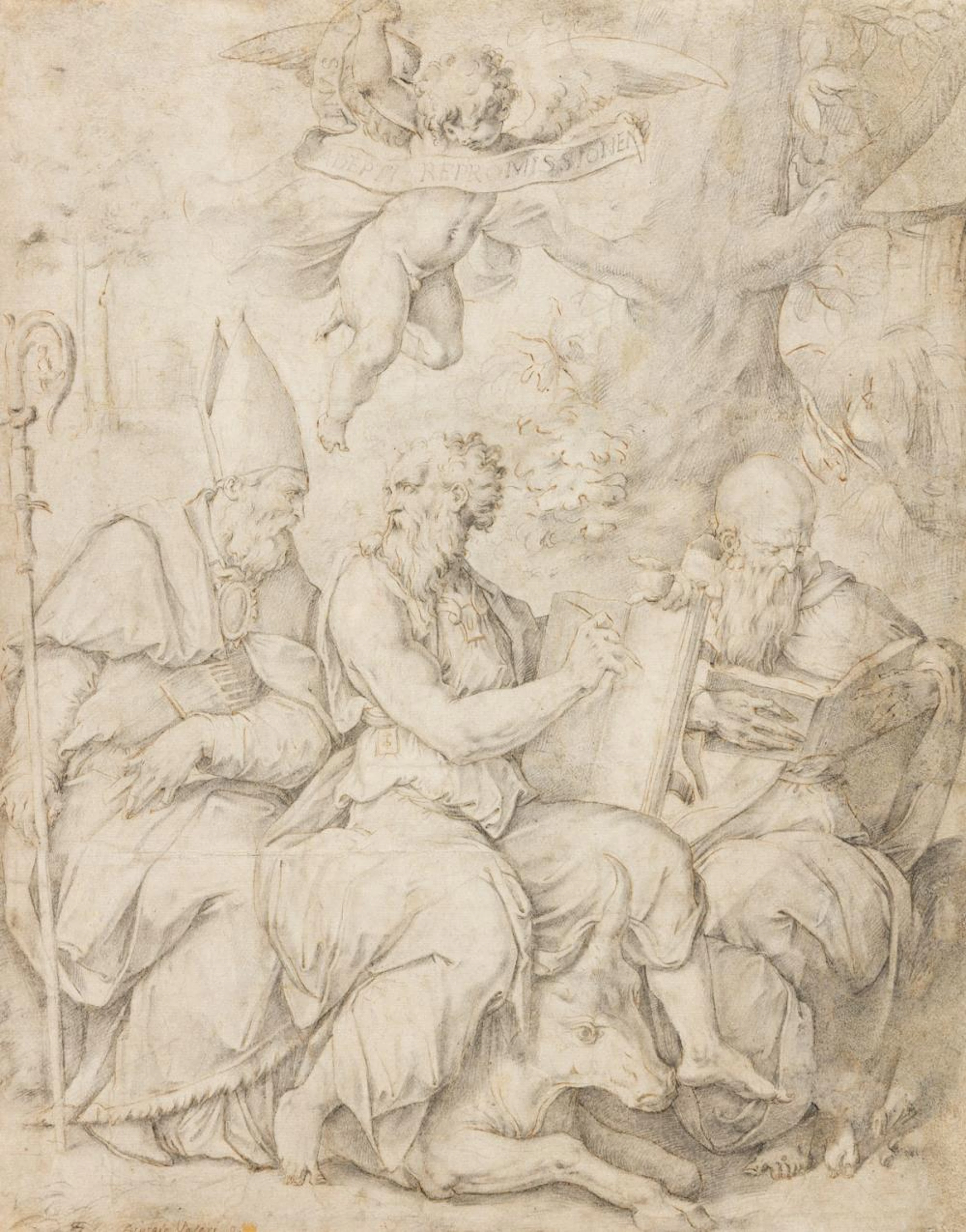 GIORGIO VASARI (Arezzo 1511-1574 Florence) Saints Luke, Blaise and Dominic.