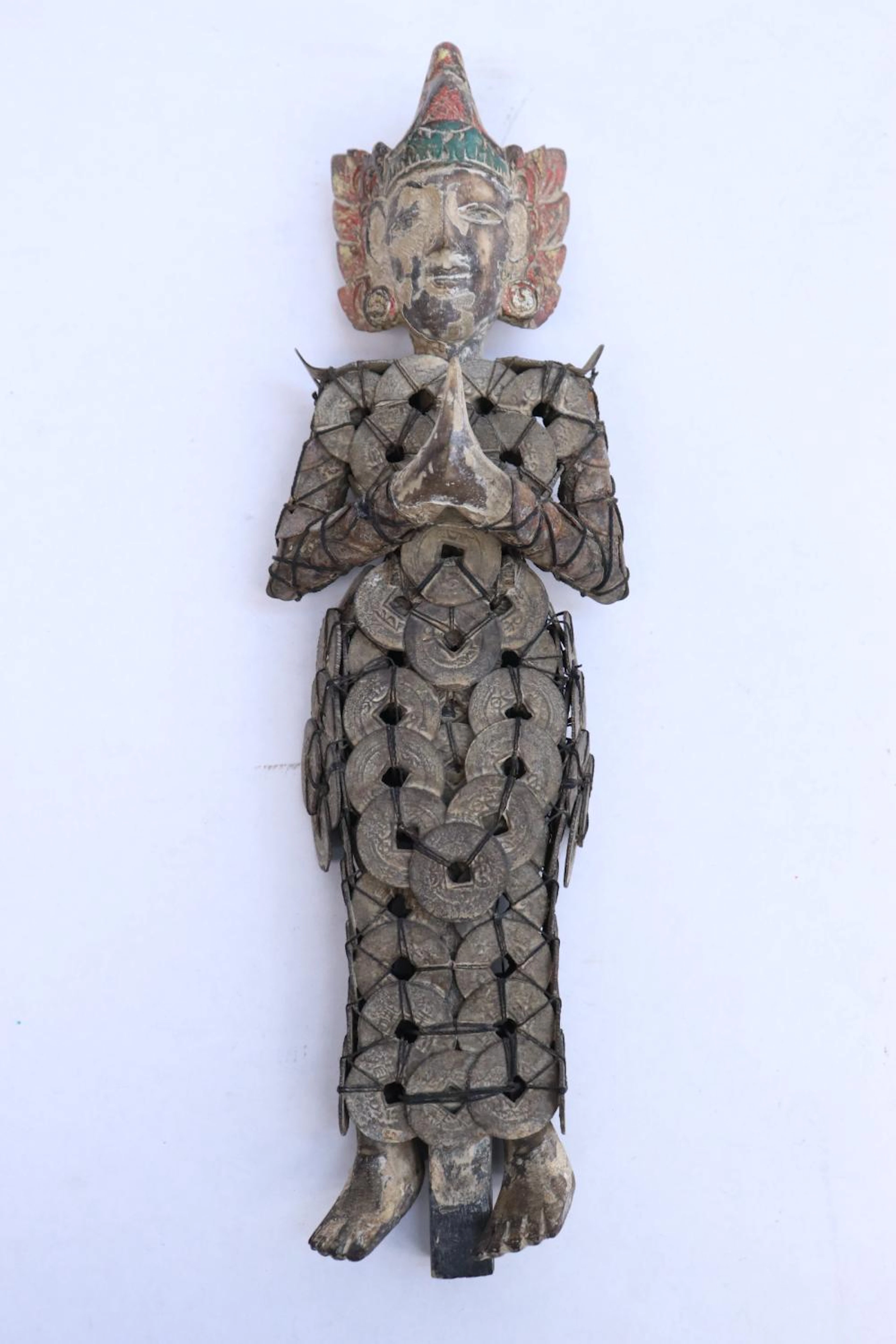 Antique South Asia deity decorated w/ antique coins