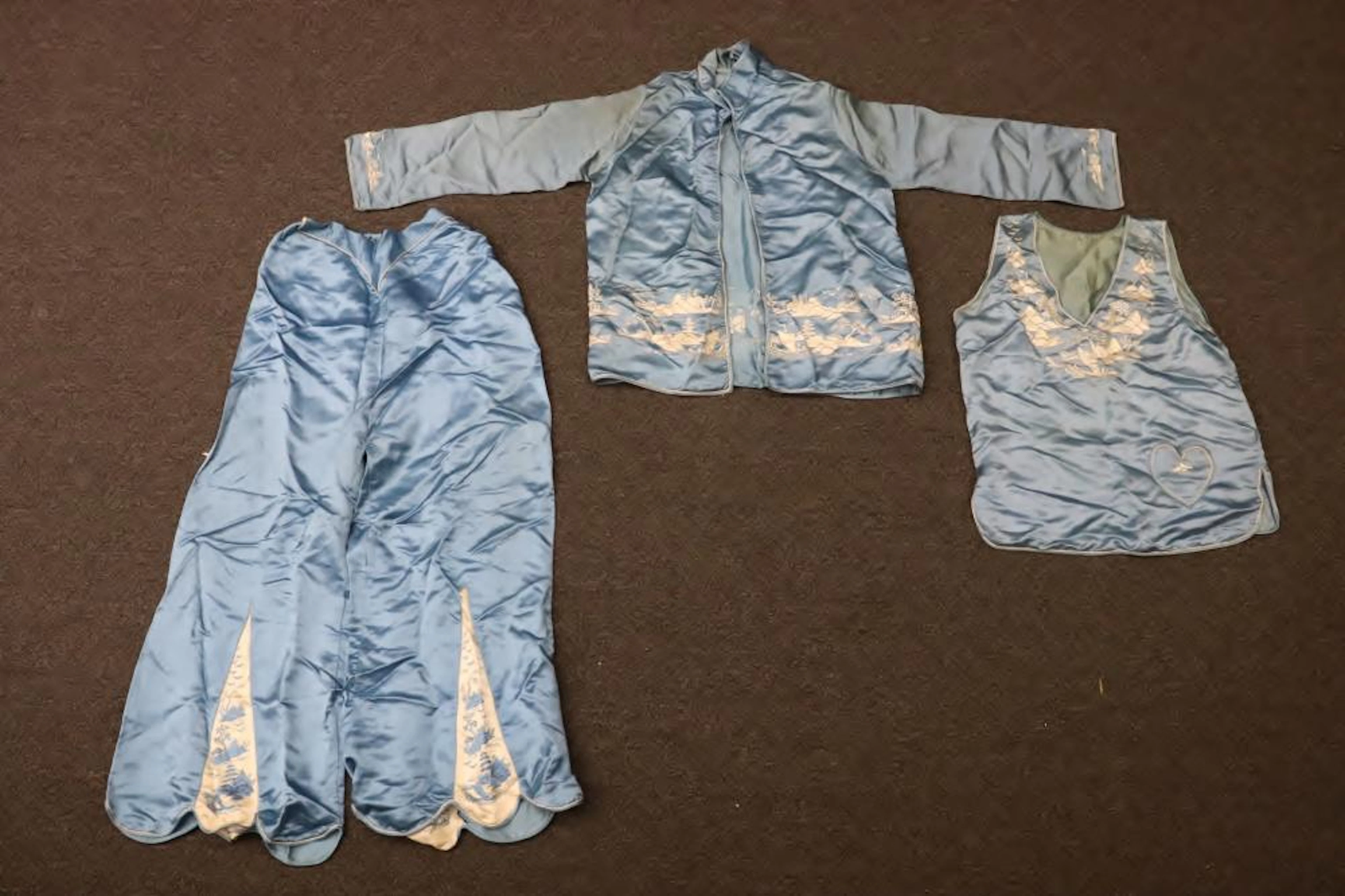 Chinese vintage embroidery dress, vest and pair pants
