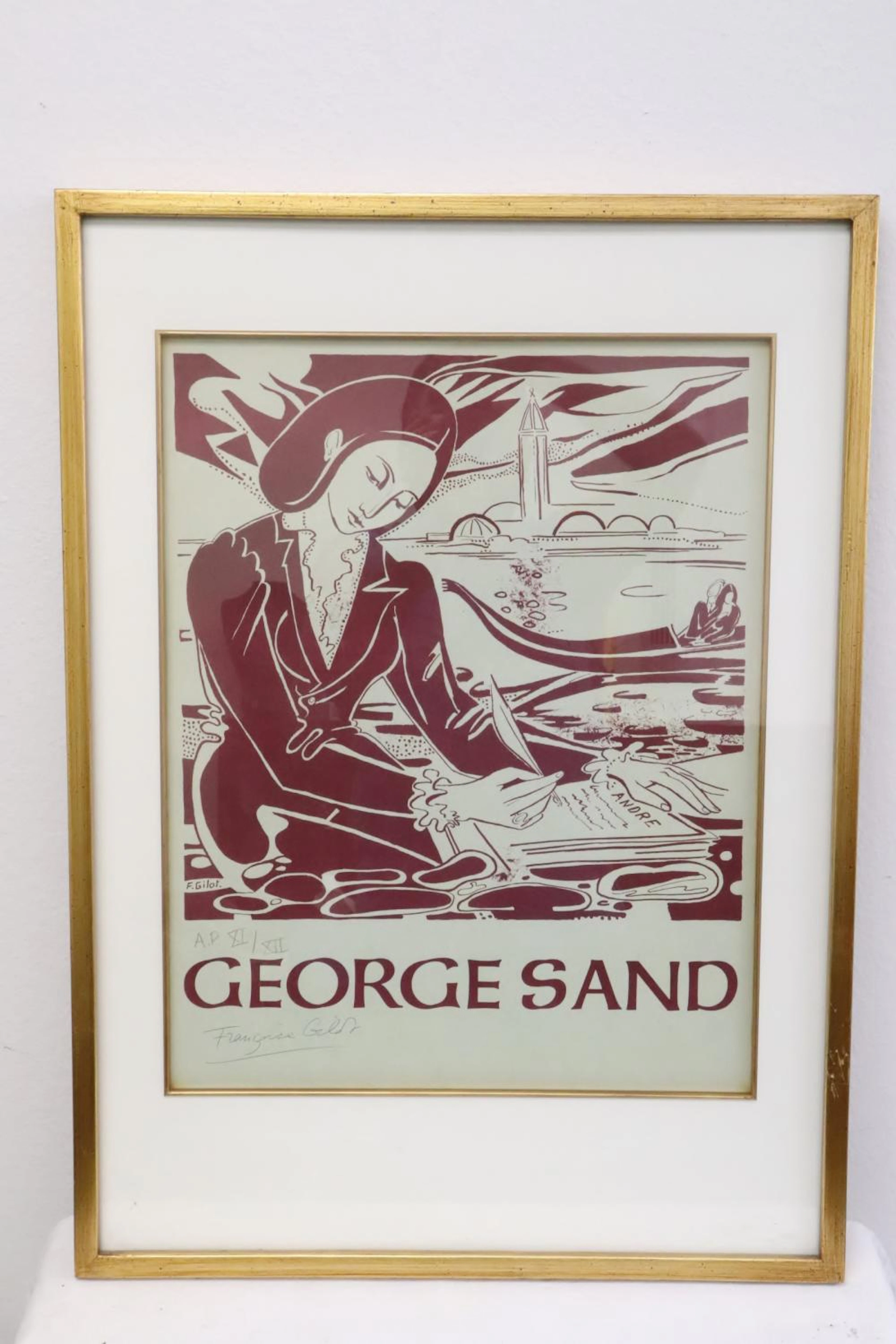 Lithograph "George Sant at Nohant" by Francoise Gilot