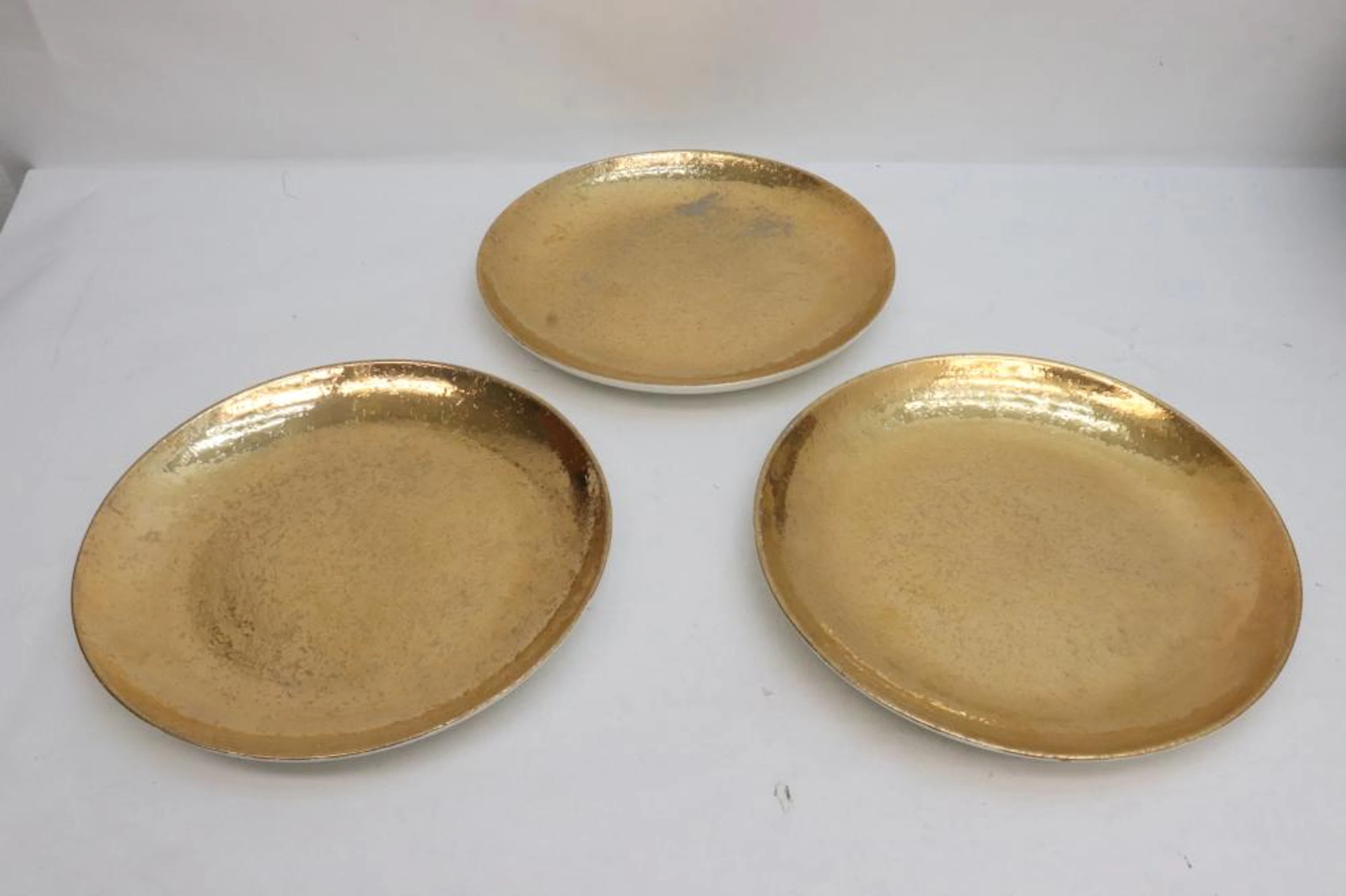 3 large gold gilt porcelain plates by Sascha Brastoff