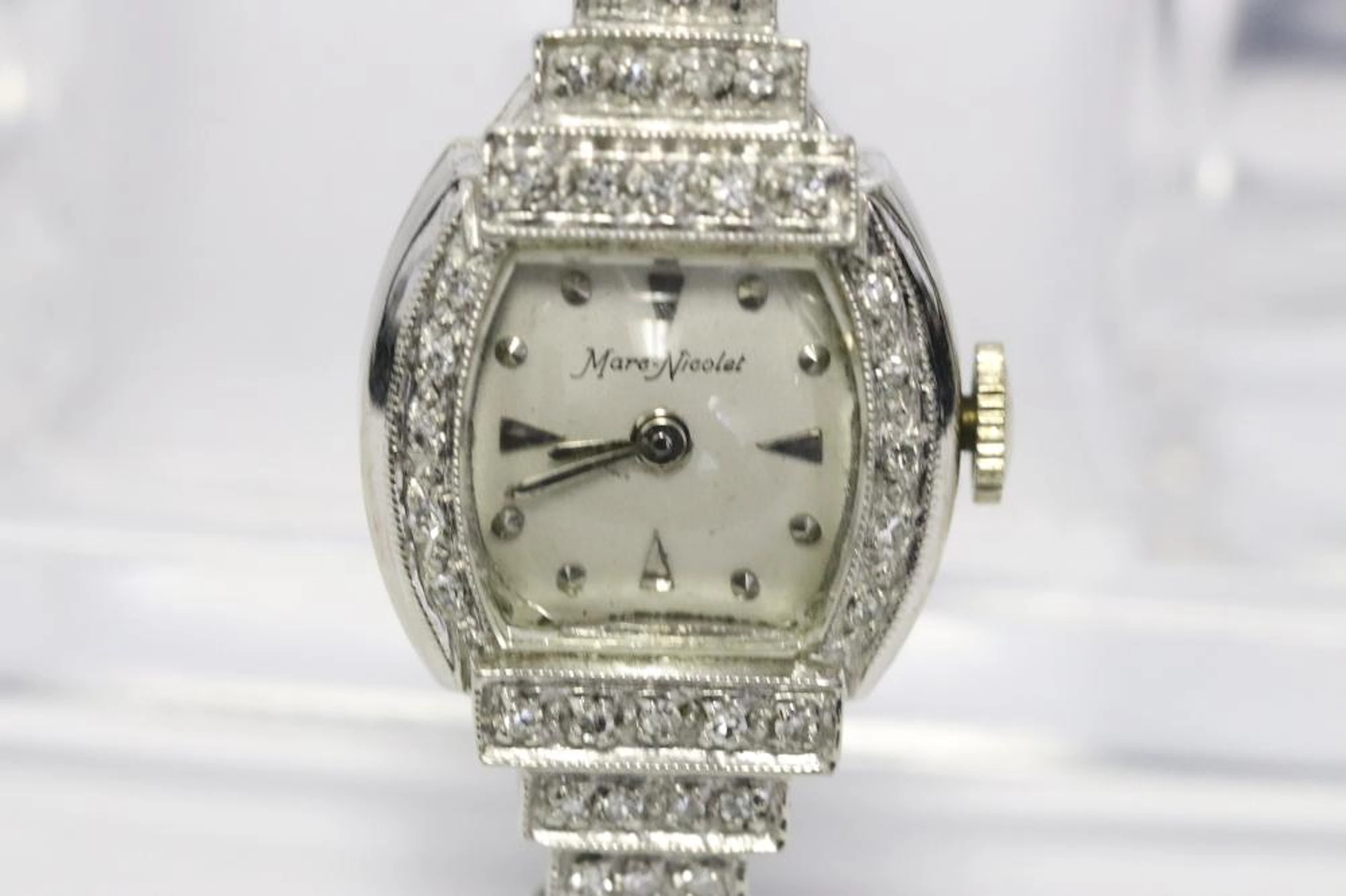 14K W/G Marc-Nicolet lady's diamond watch