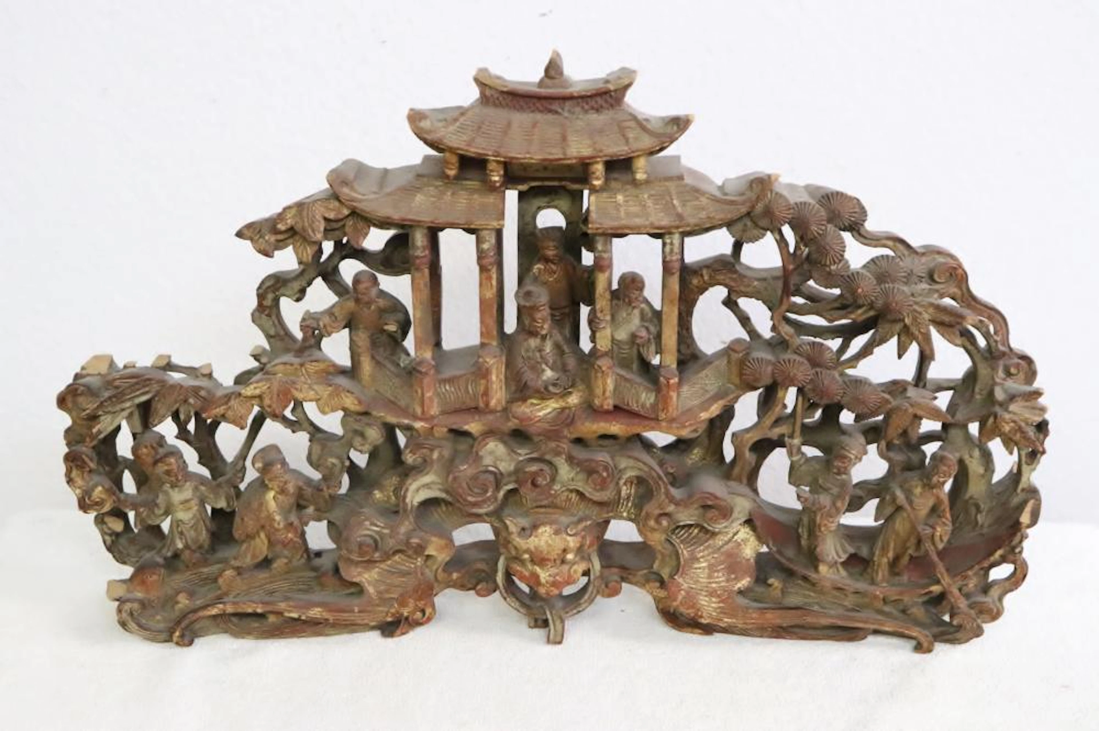 19th century wood carved panel