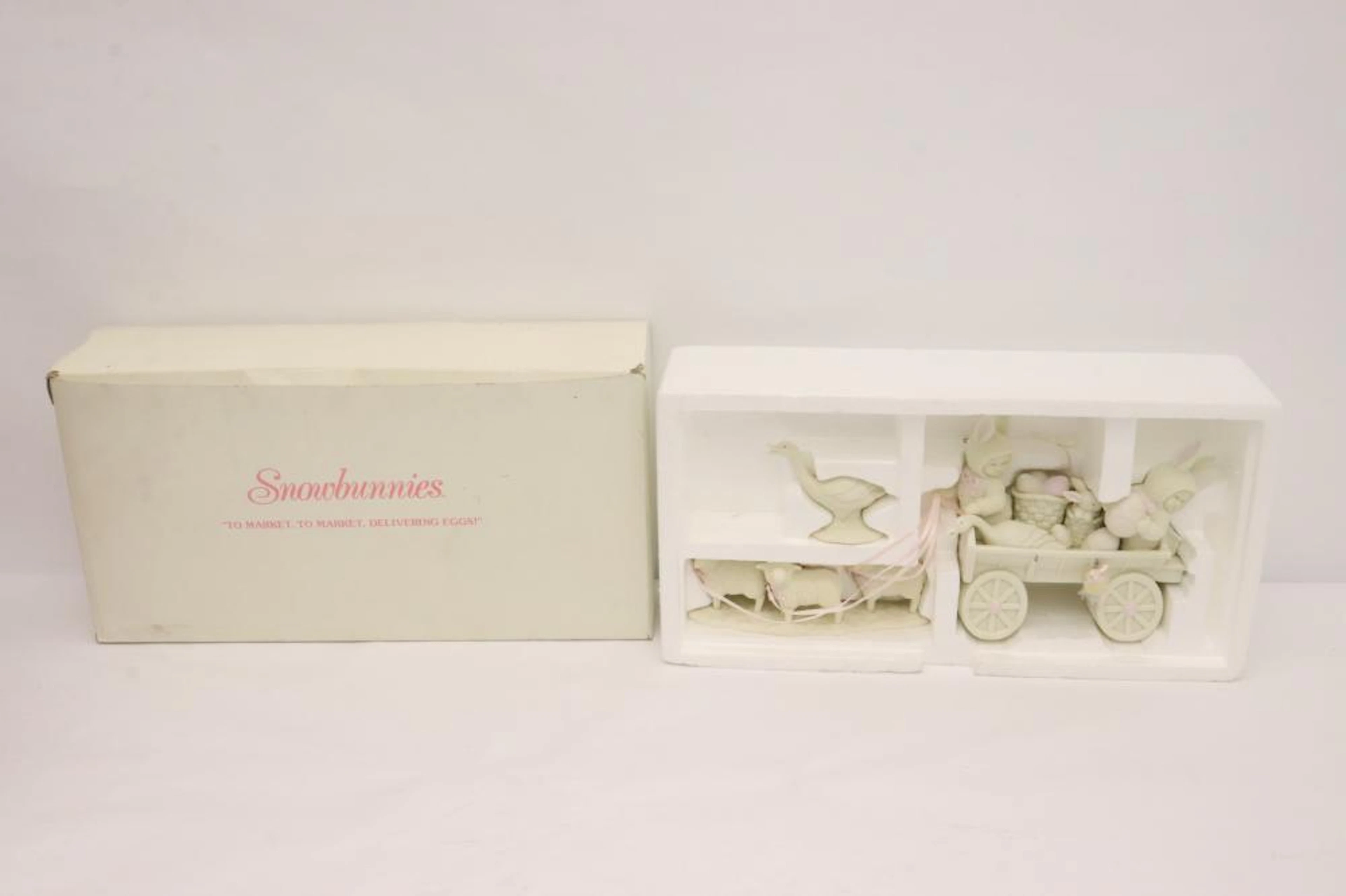 Dept. 56 snow bunnies delivery wagon sculpture set