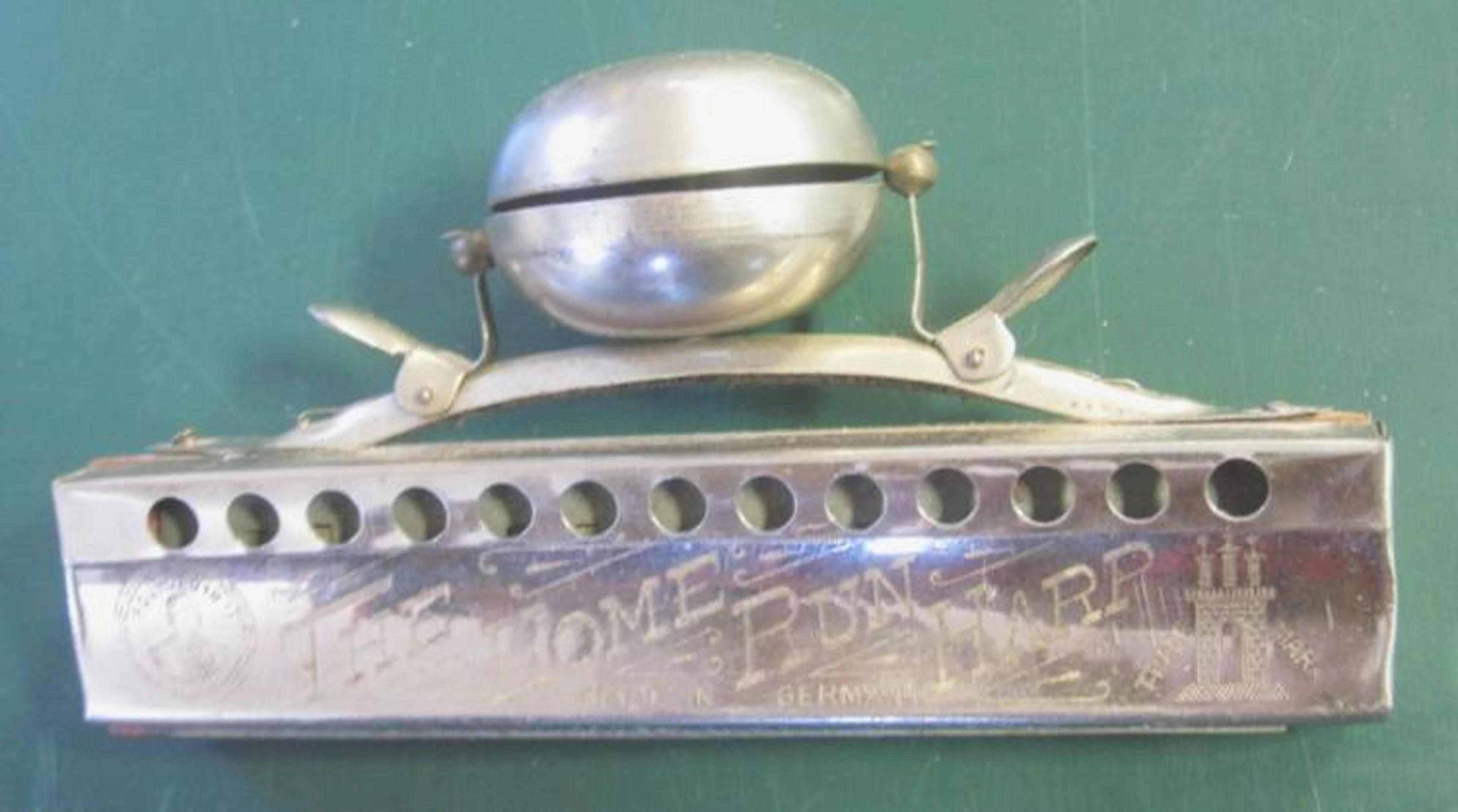 RARE ANTIQUE GERMAN HOME RUN HARP HARMONICA WITH BELL