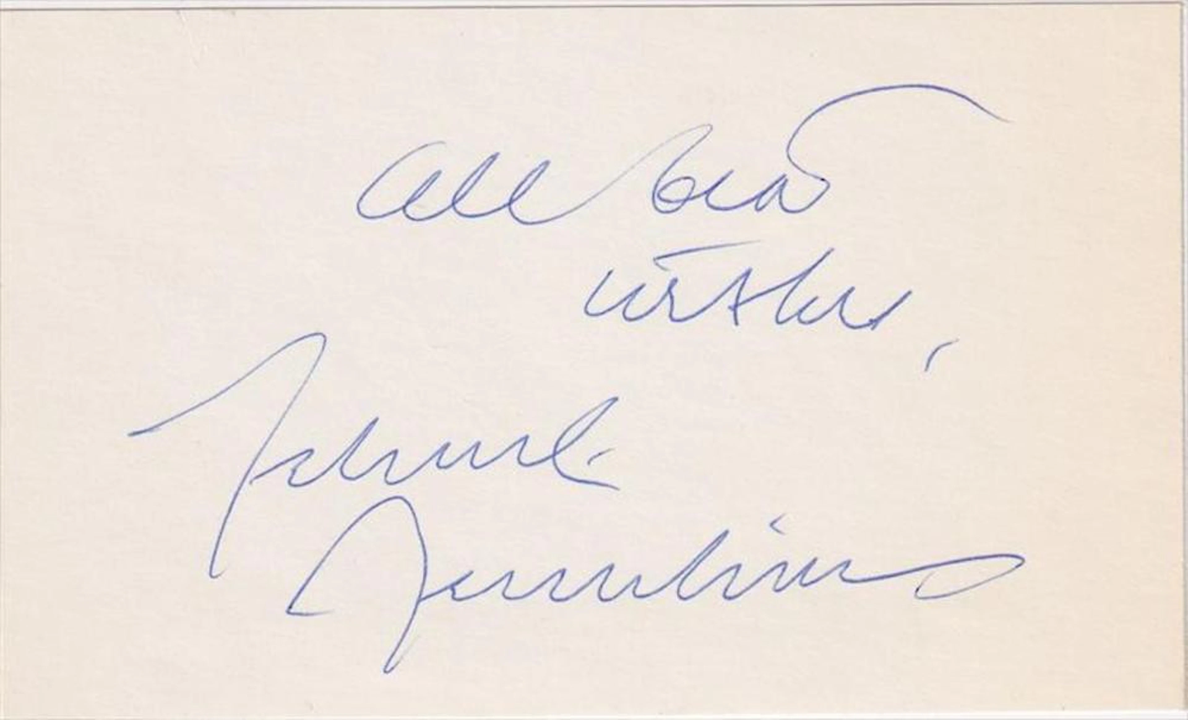 Yehudi Menuhin - 5 x 3 Signed Index Card w/COA