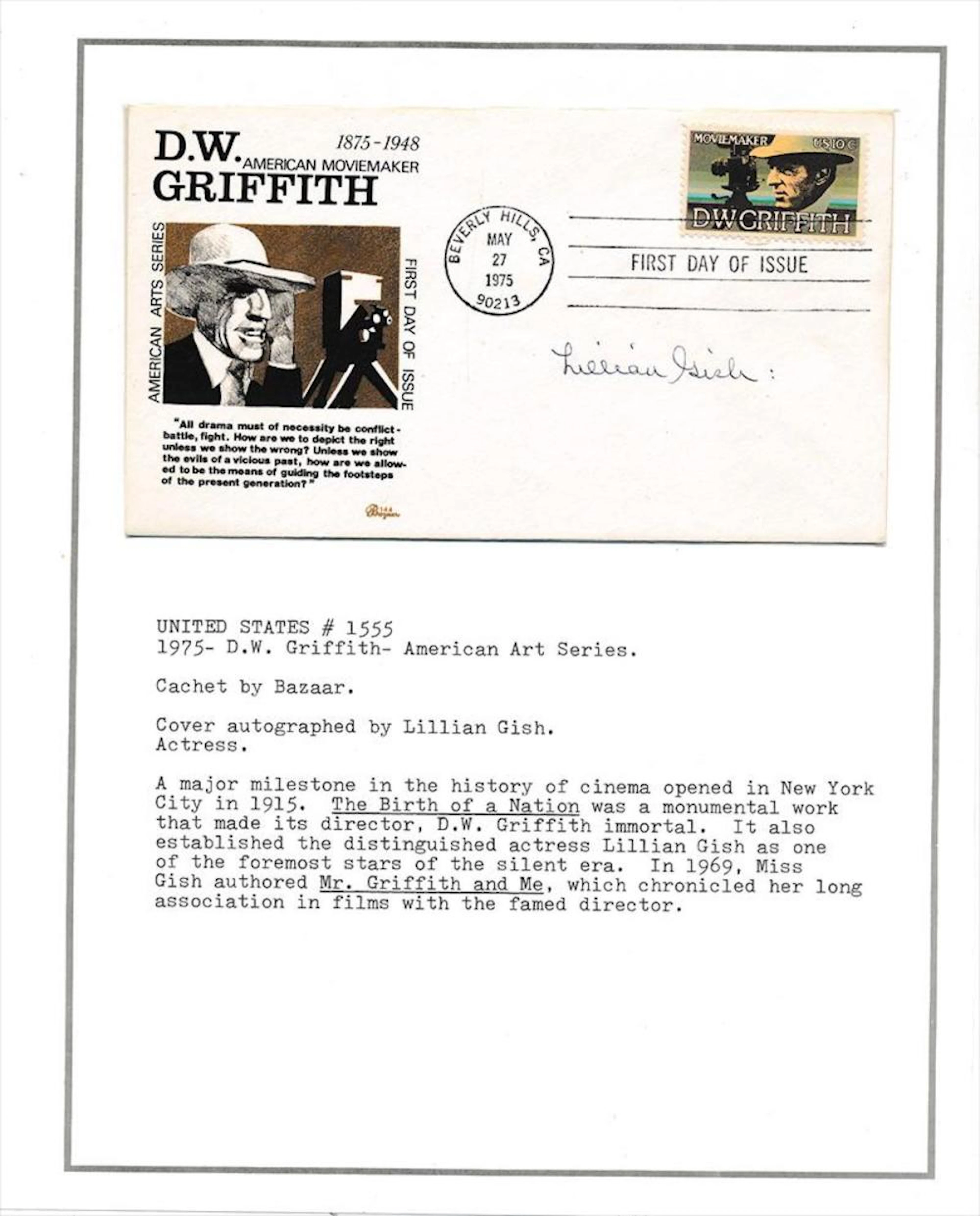 Lillian Gish- Signed First Day Cover