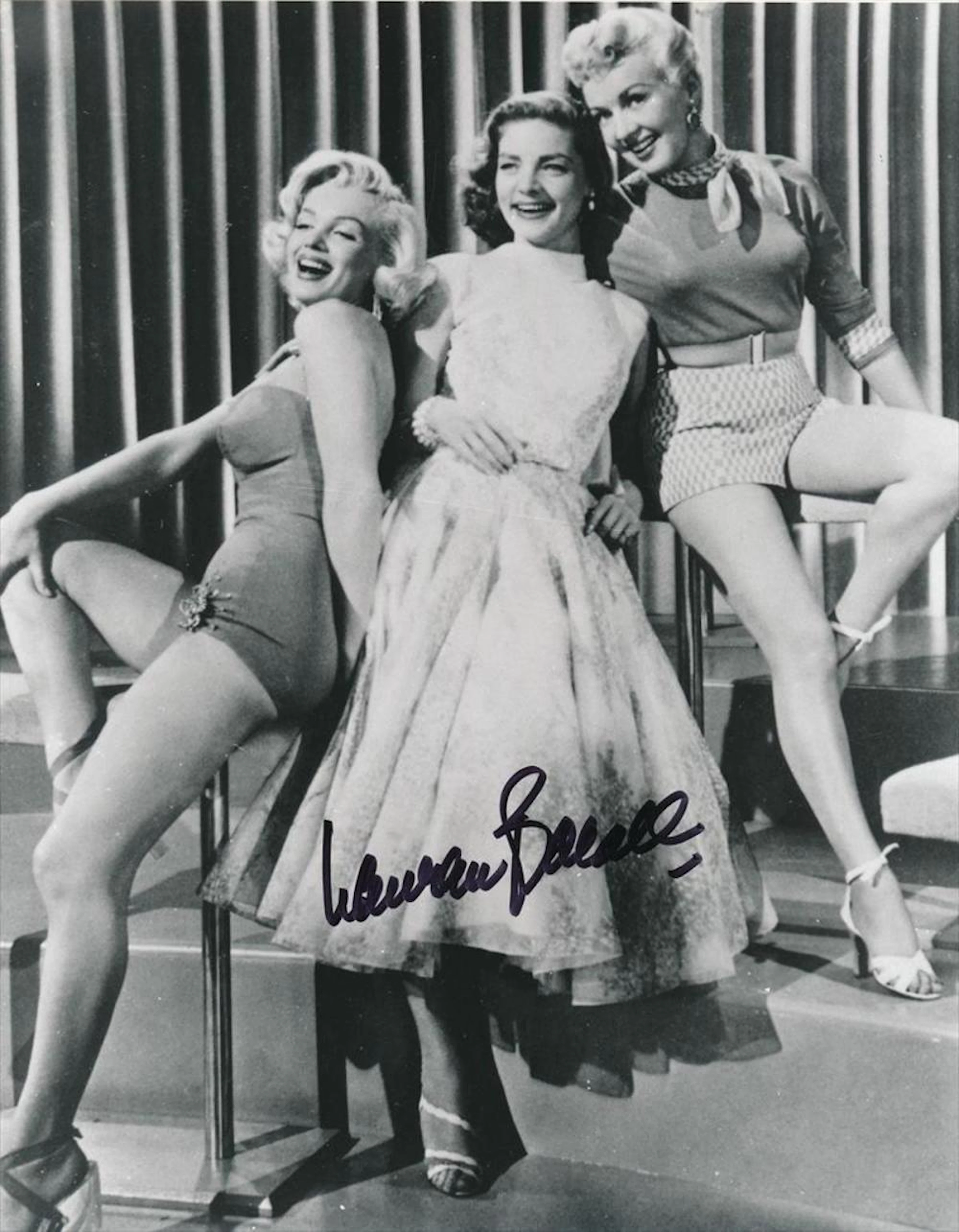 Lauren Bacall- 8 x 20 Signed Photo Monroe & Grable w/COA