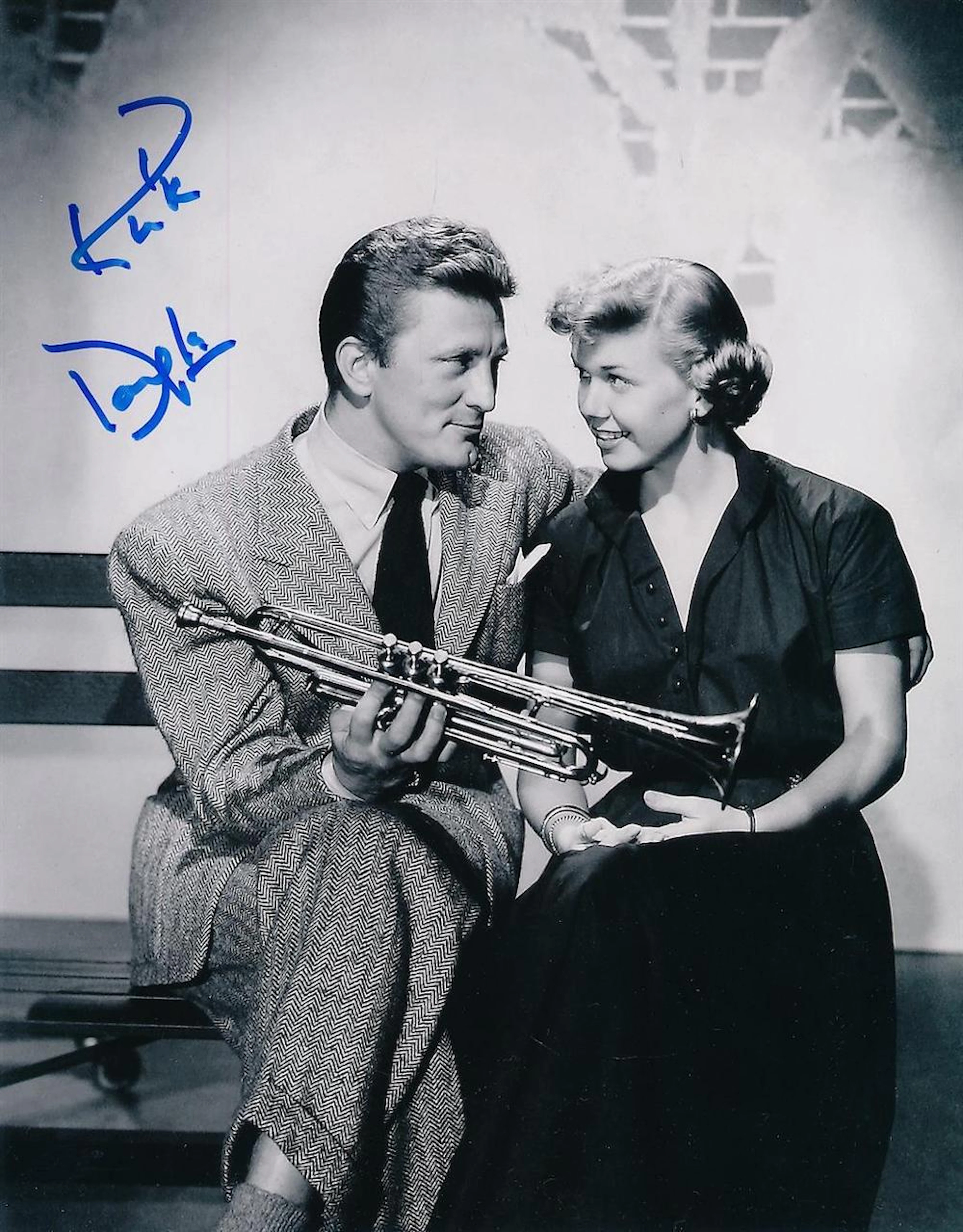 Kirk Douglas- 8 X 10 Signed photograph of him with Doris Day W/COA