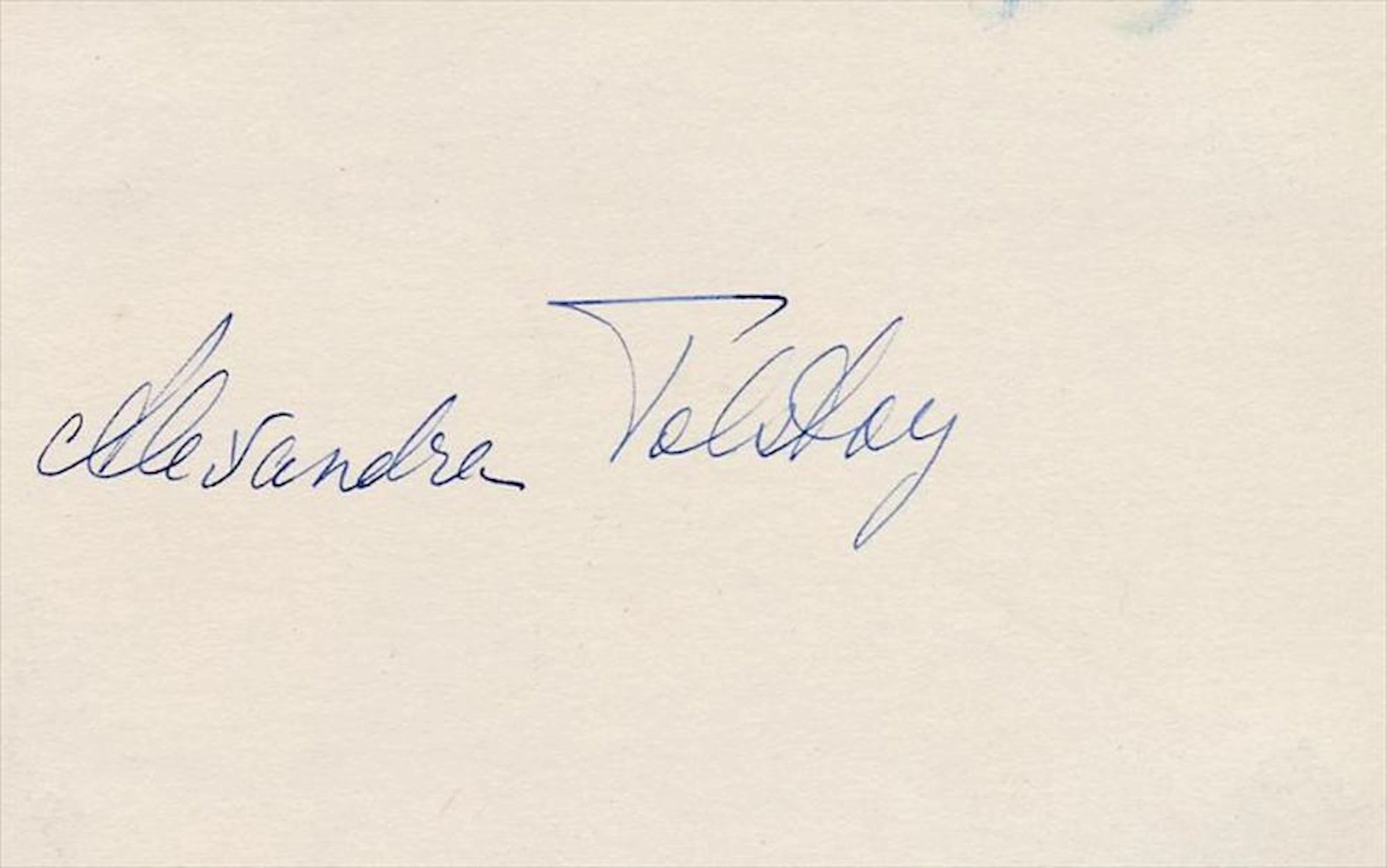 Countess Alexandra Tolstoy- Signed 3 x 5 card from the 1930's w/COA