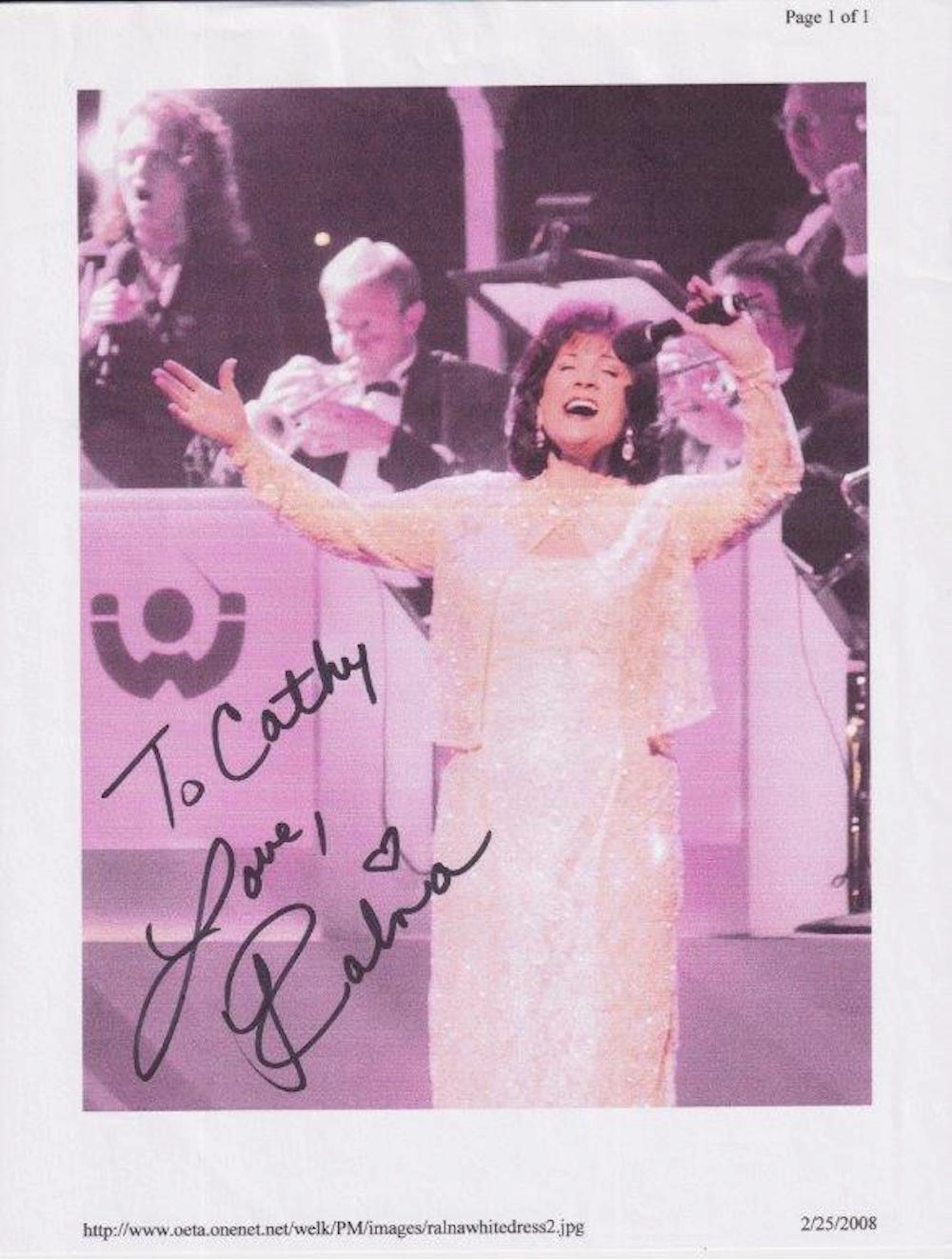 Ralna English - 8.5 x 11 Signed Photograph w/COA