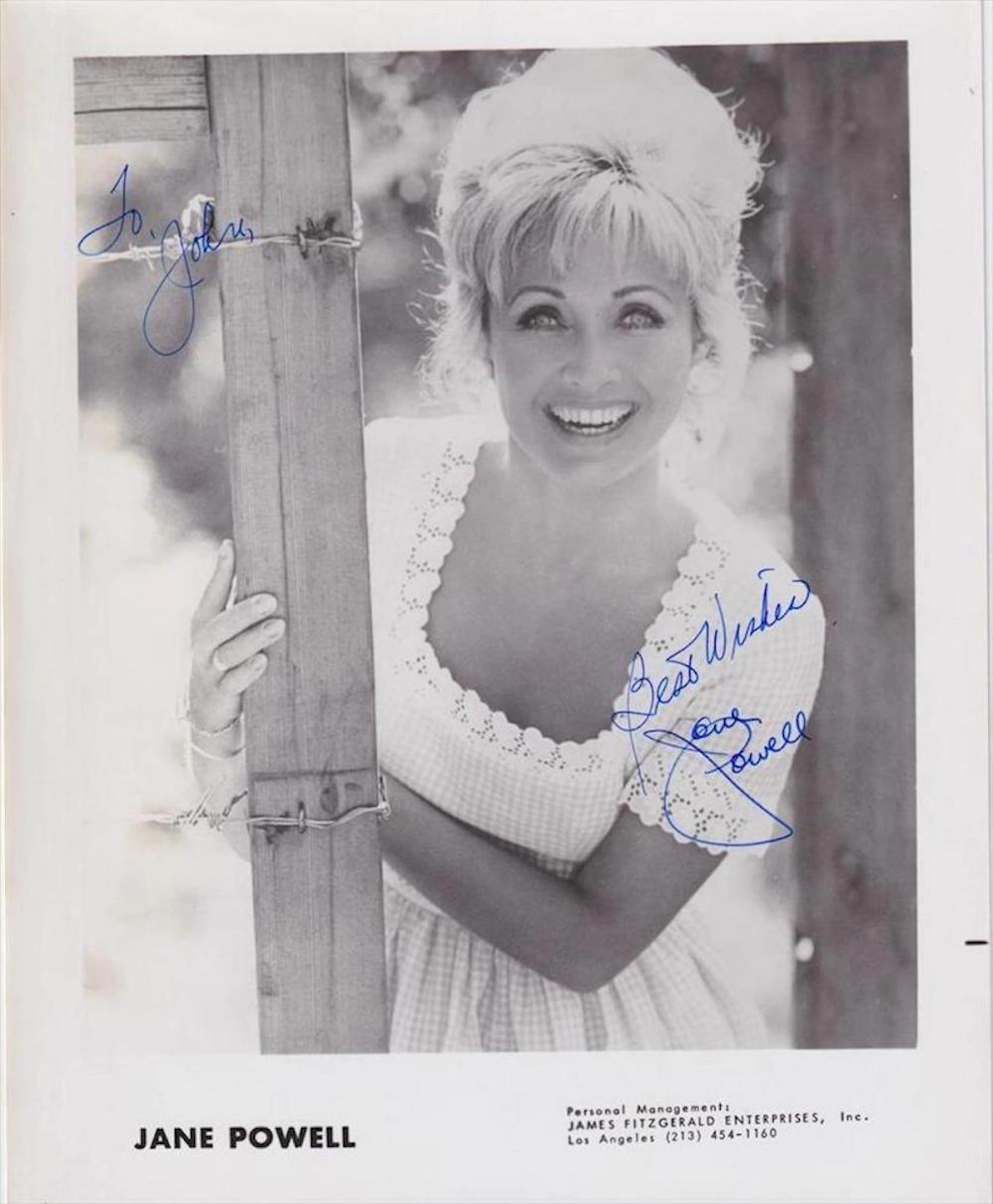 Jane Powell - Signed 8 x 10 Photograph w/COA