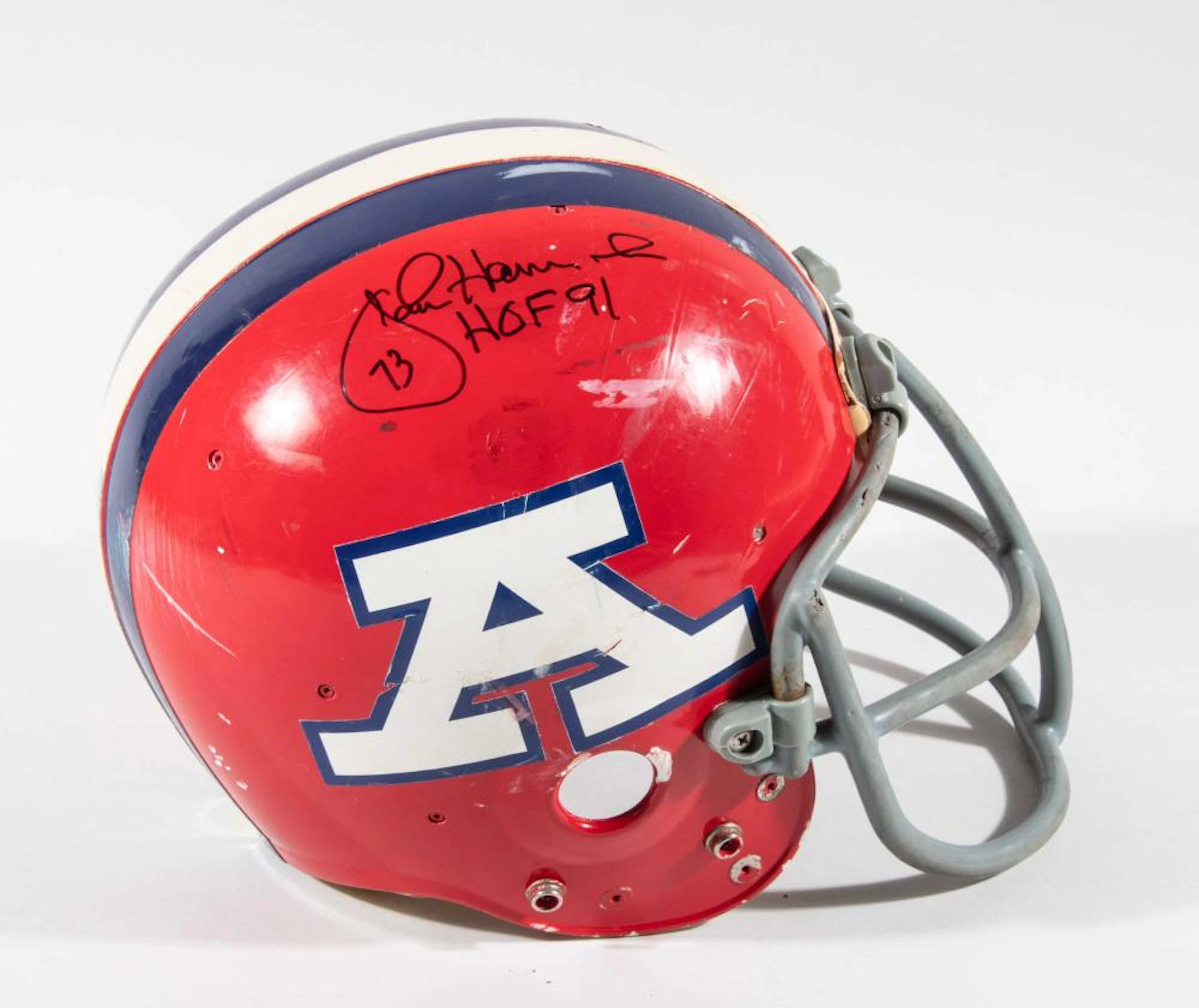 John Hannah autographed professional model Pro-Bowl...