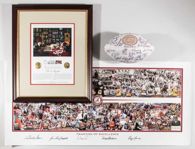 Lot of (3) University of Alabama football related display...