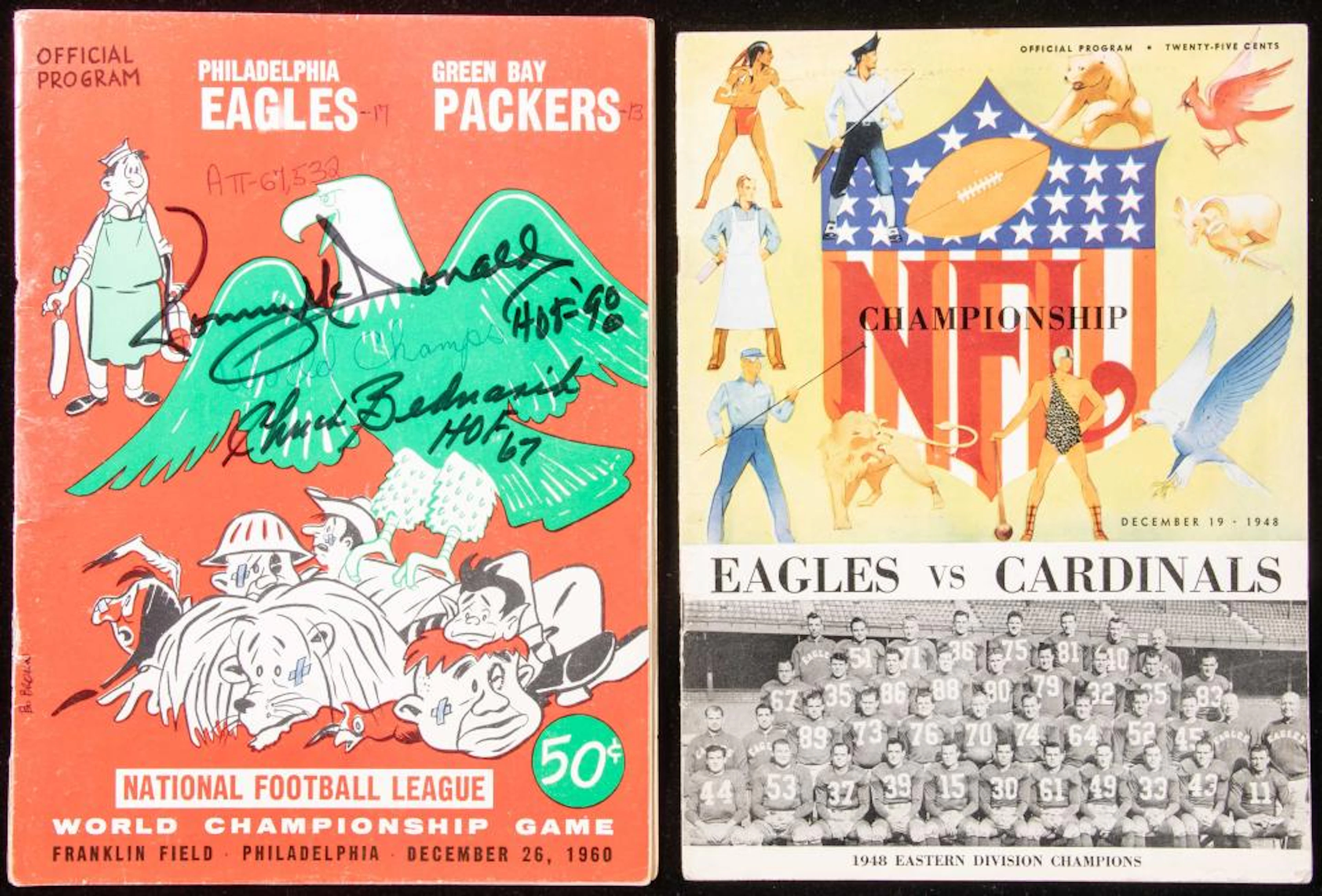 1948 and 1960 NFL Championship Game programs each having...