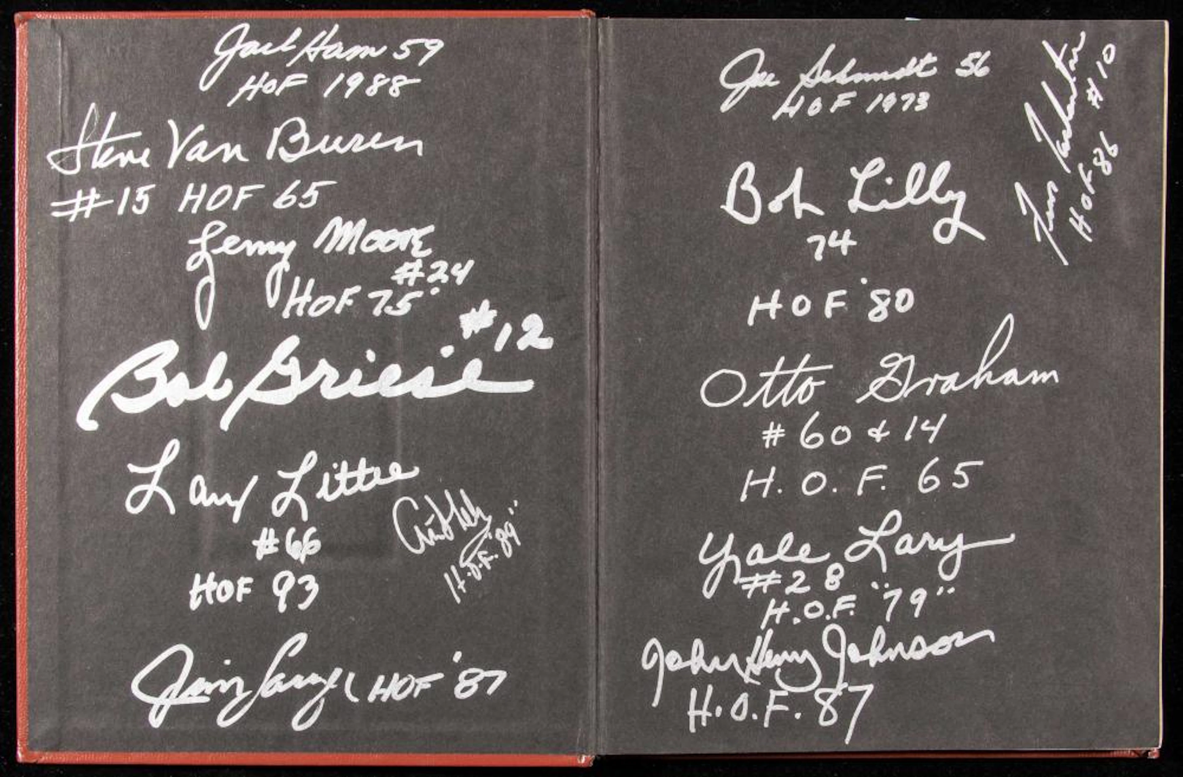 "Sidelines" book with over (90) former NFL player autographs.