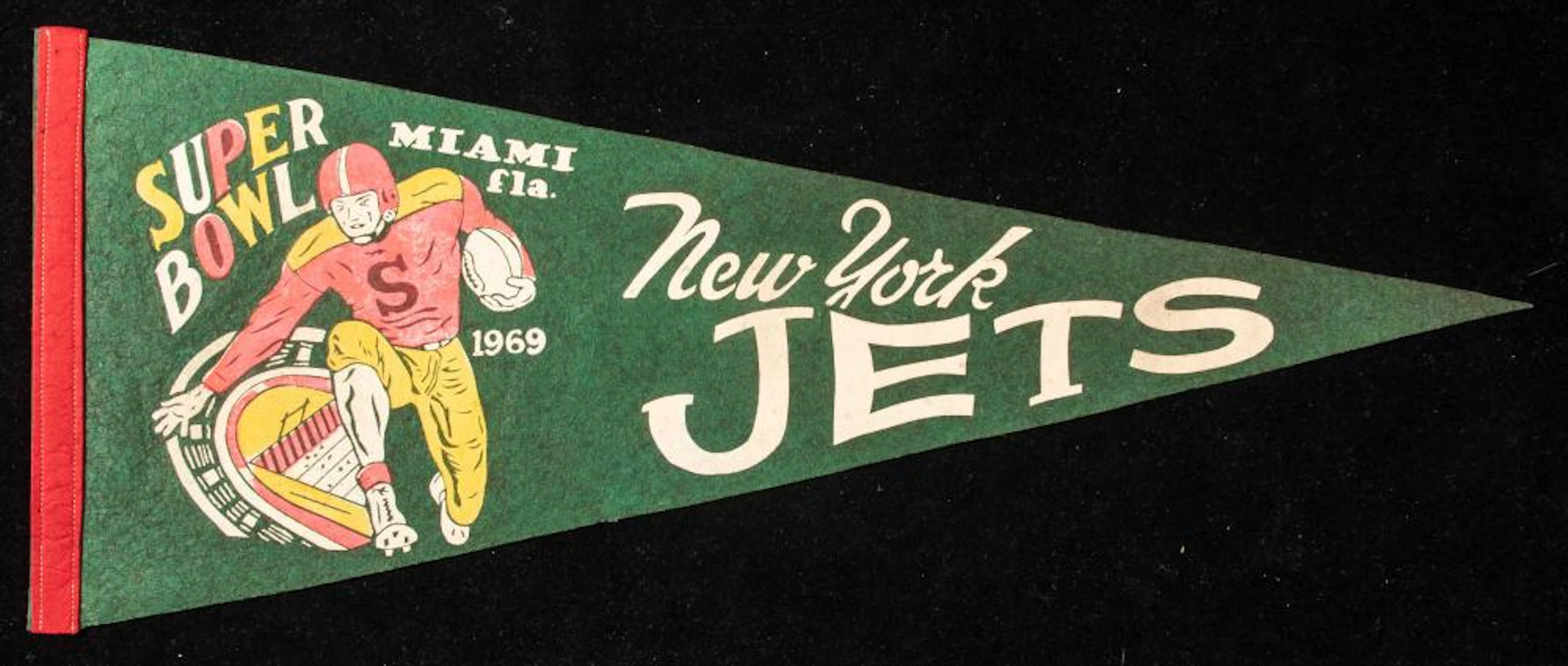 Scarce New York Jets Super Bowl III souvenir pennant.