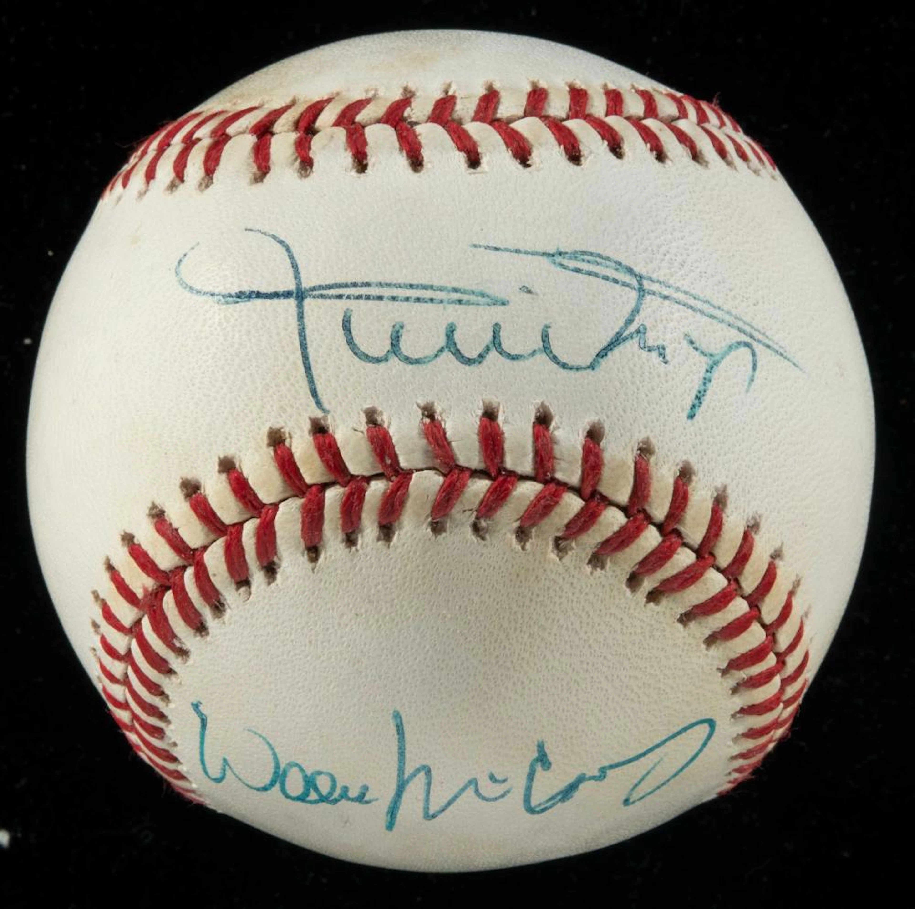 Willie Mays and Willie McCovey autographed baseball.