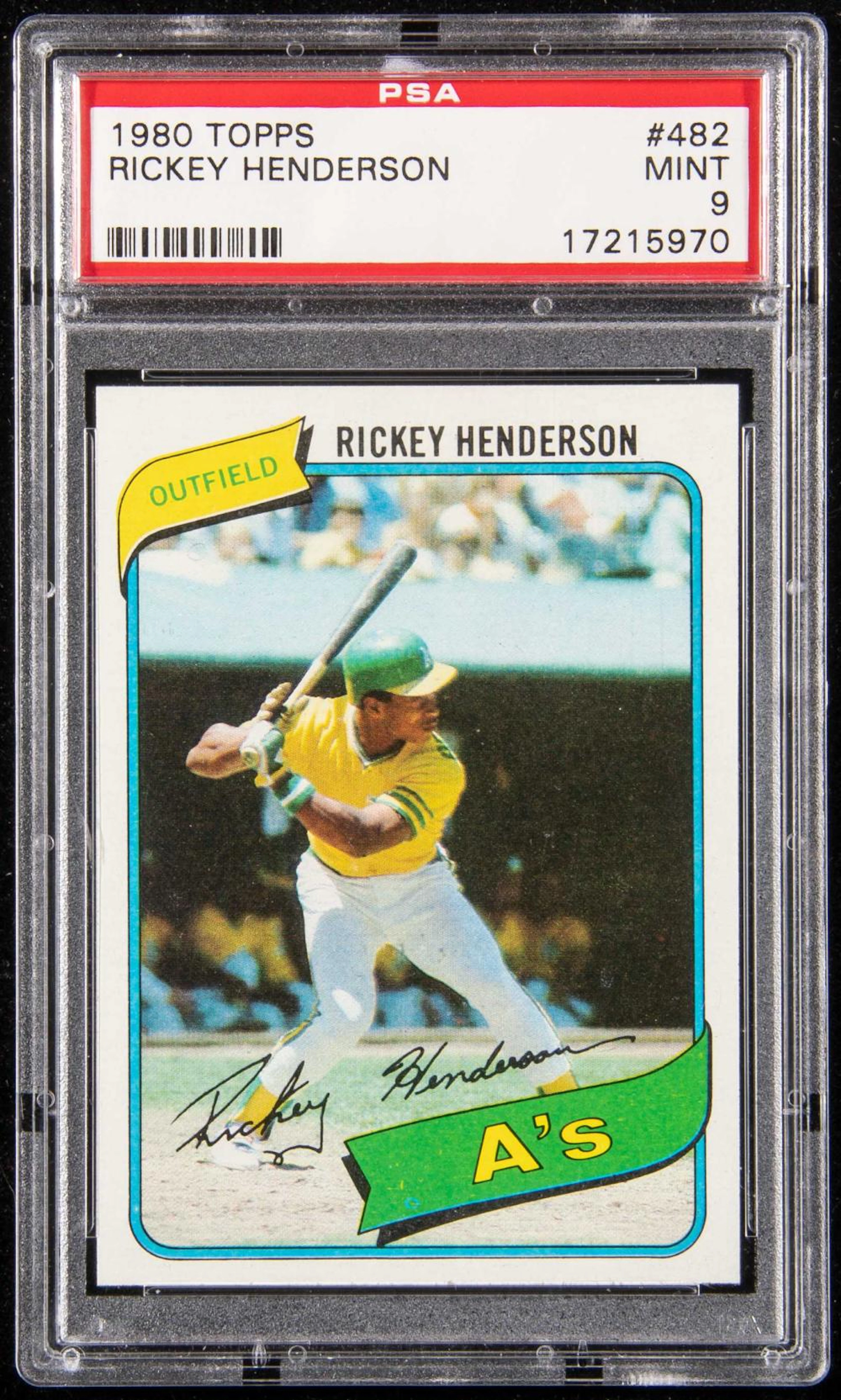 1980 Topps #482 Rickey Henderson RC (PSA 9 MT).
