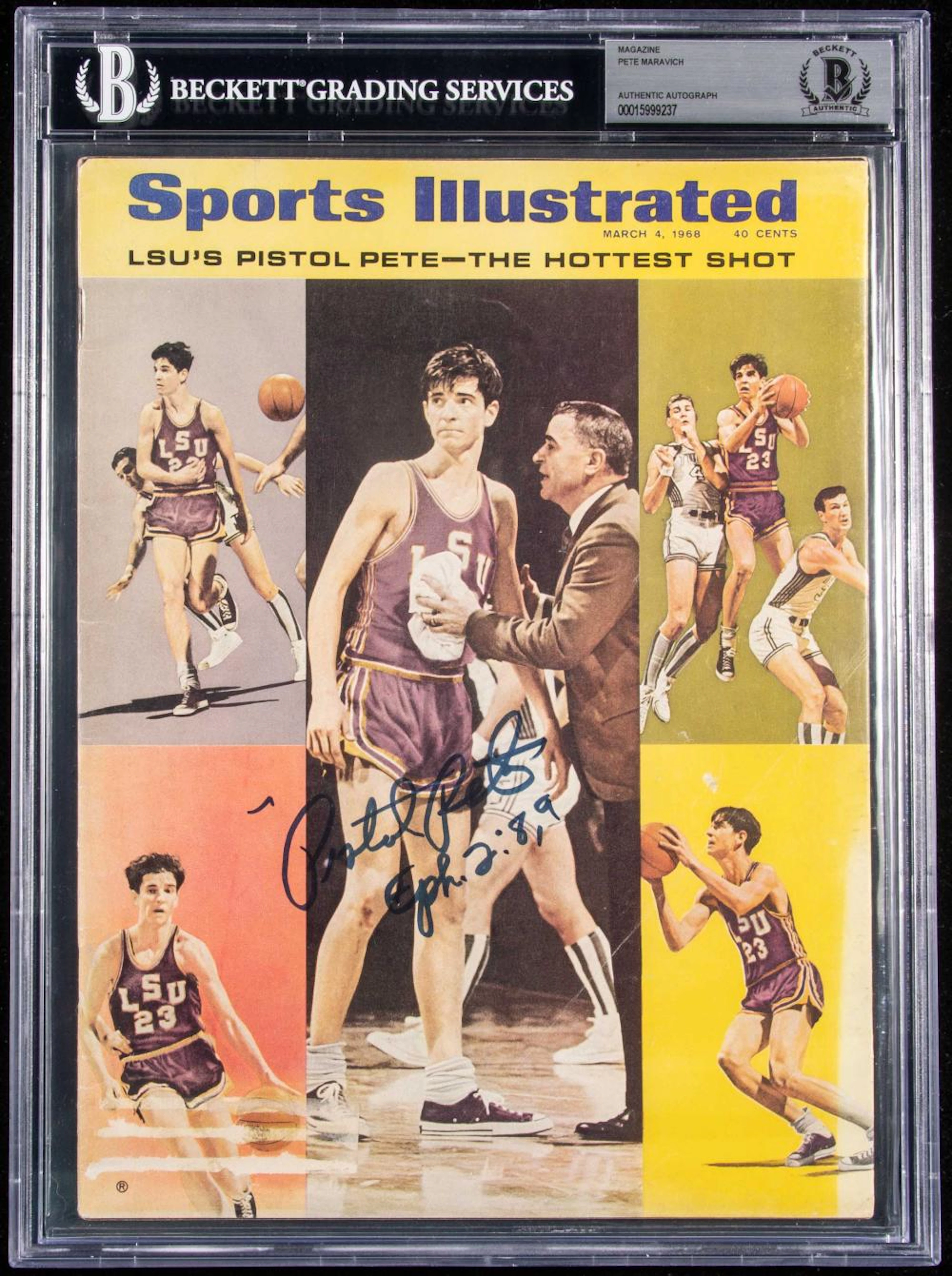 Rare Pete Maravich autographed March 4, 1968 Sports Illustrated.